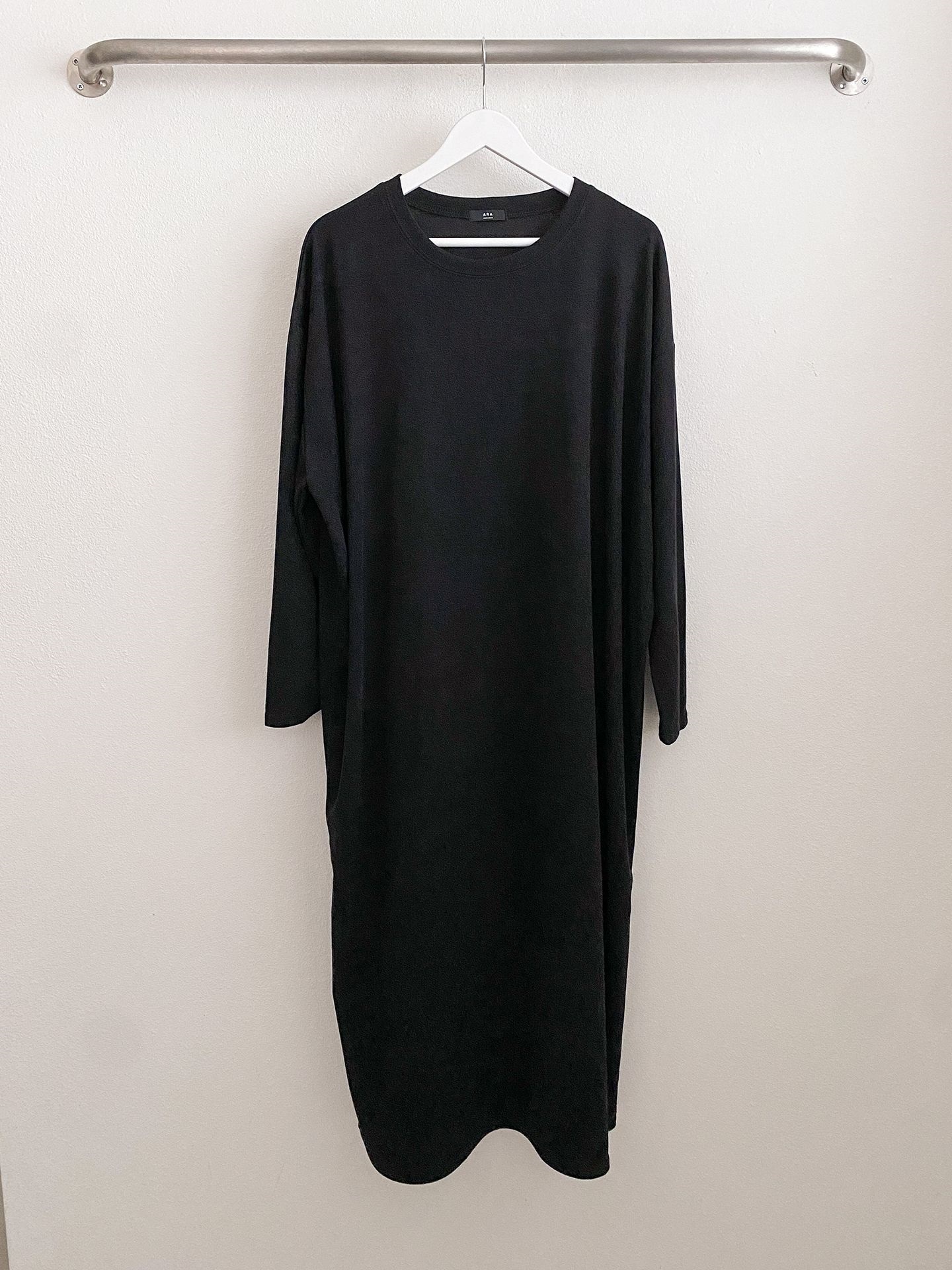 ラウンドネックボクシーロング長袖無地ワンピース | 詳細画像26