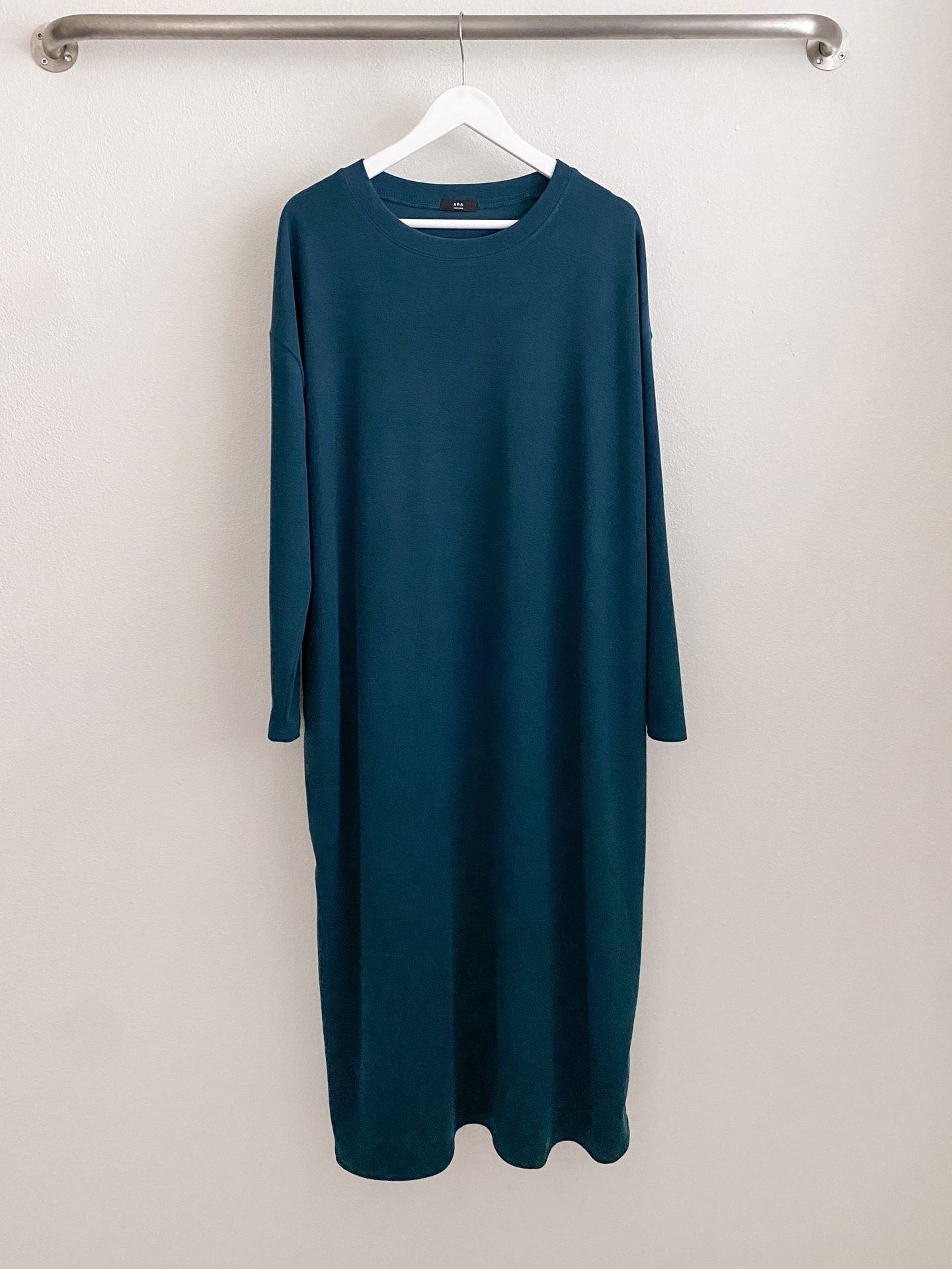 ラウンドネックボクシーロング長袖無地ワンピース | 詳細画像29