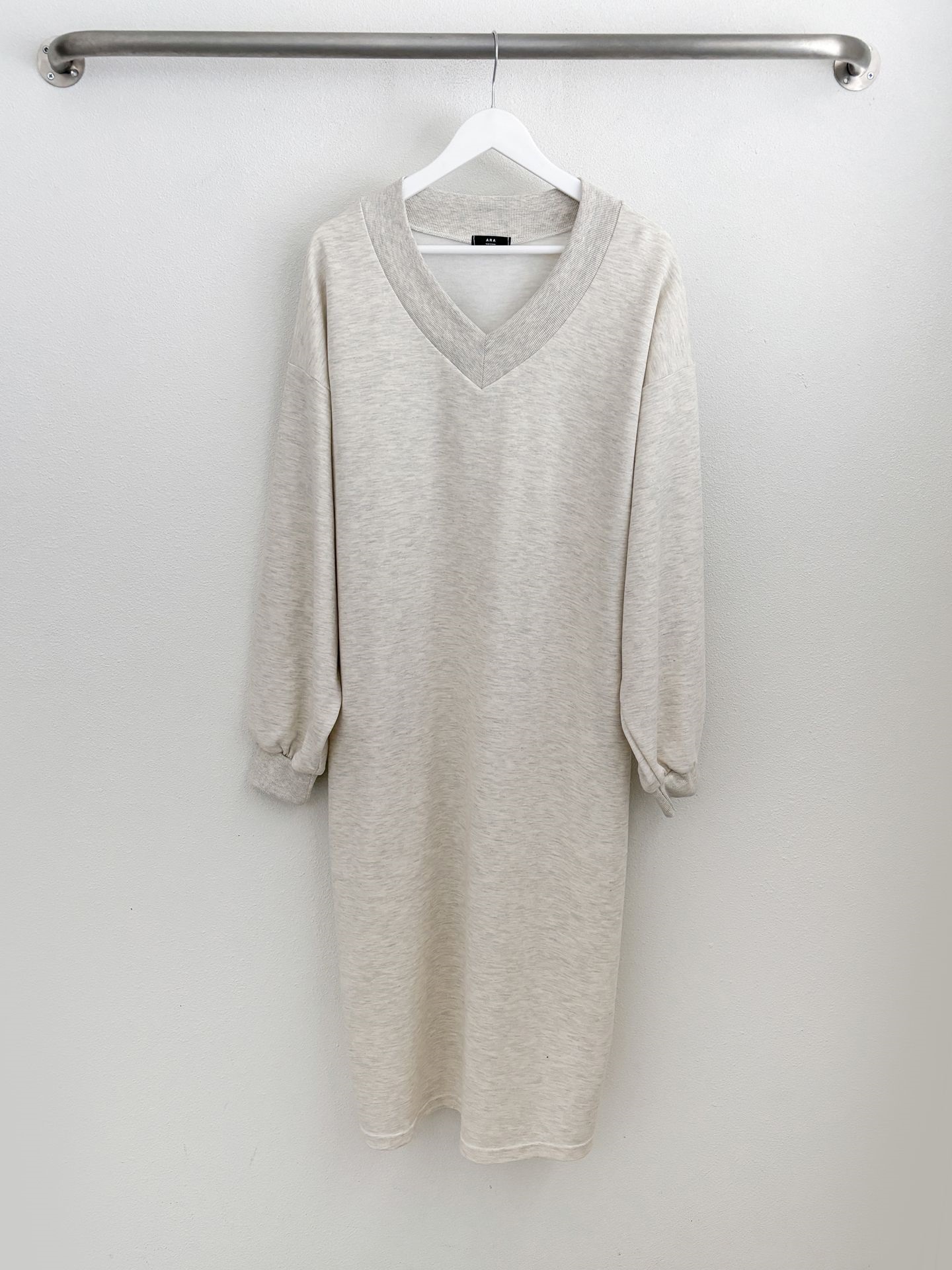 Vネックスリットポケット長袖無地ワンピース | 詳細画像41