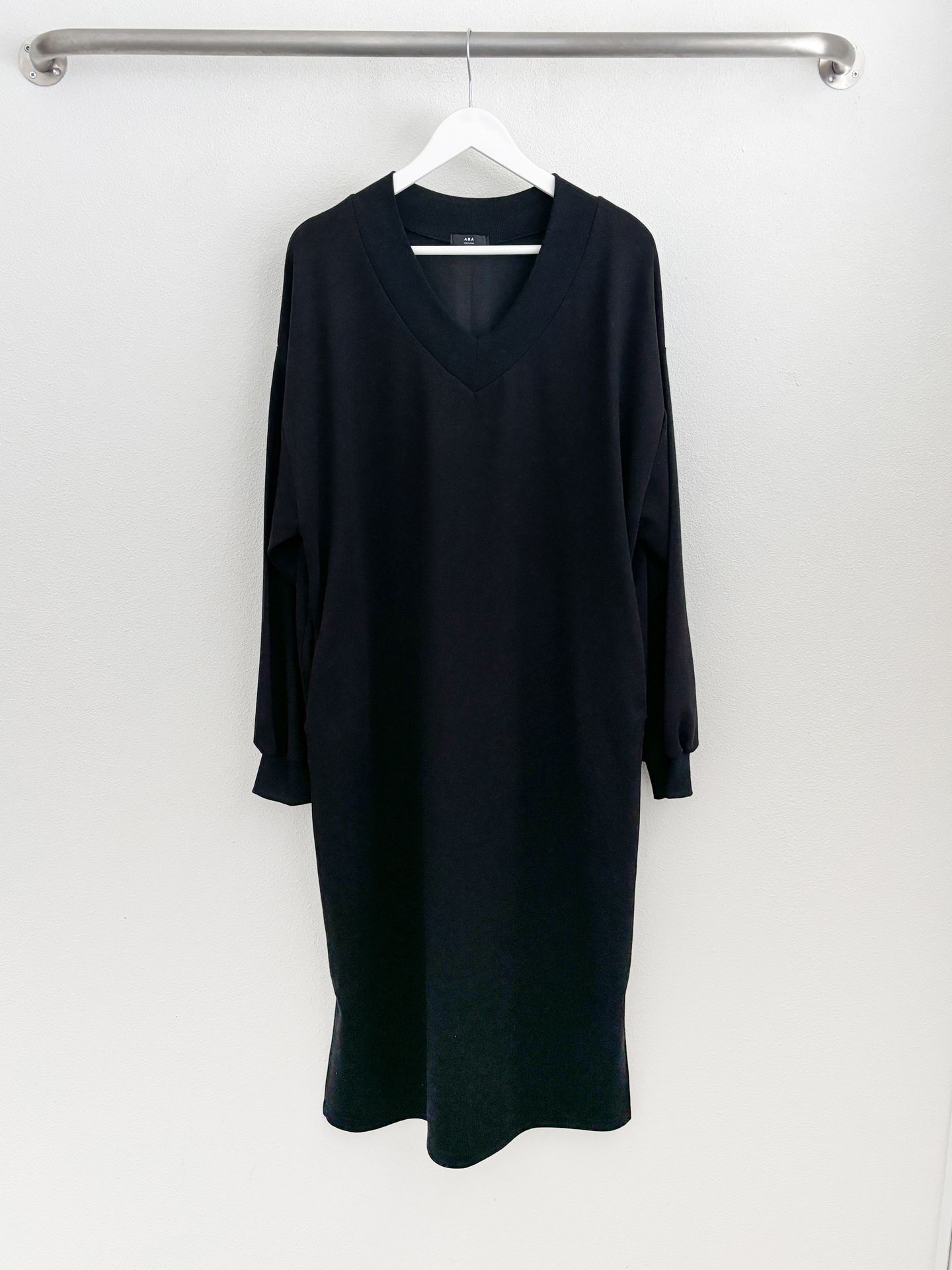 Vネックスリットポケット長袖無地ワンピース | 詳細画像42