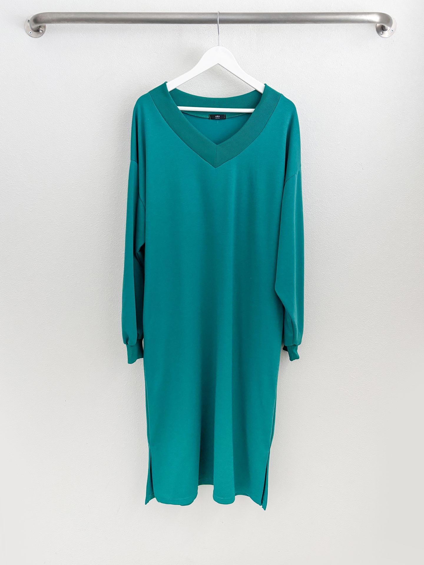 Vネックスリットポケット長袖無地ワンピース | 詳細画像43