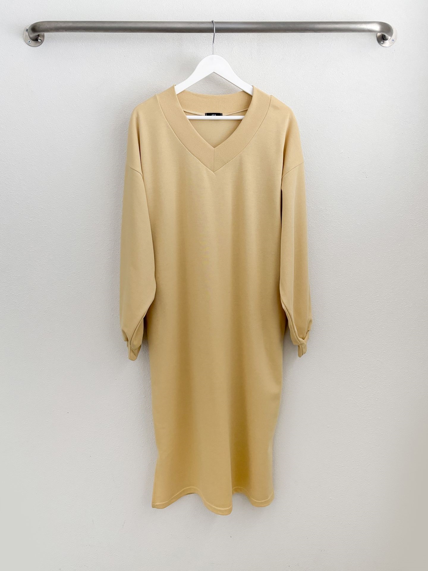 Vネックスリットポケット長袖無地ワンピース | 詳細画像44