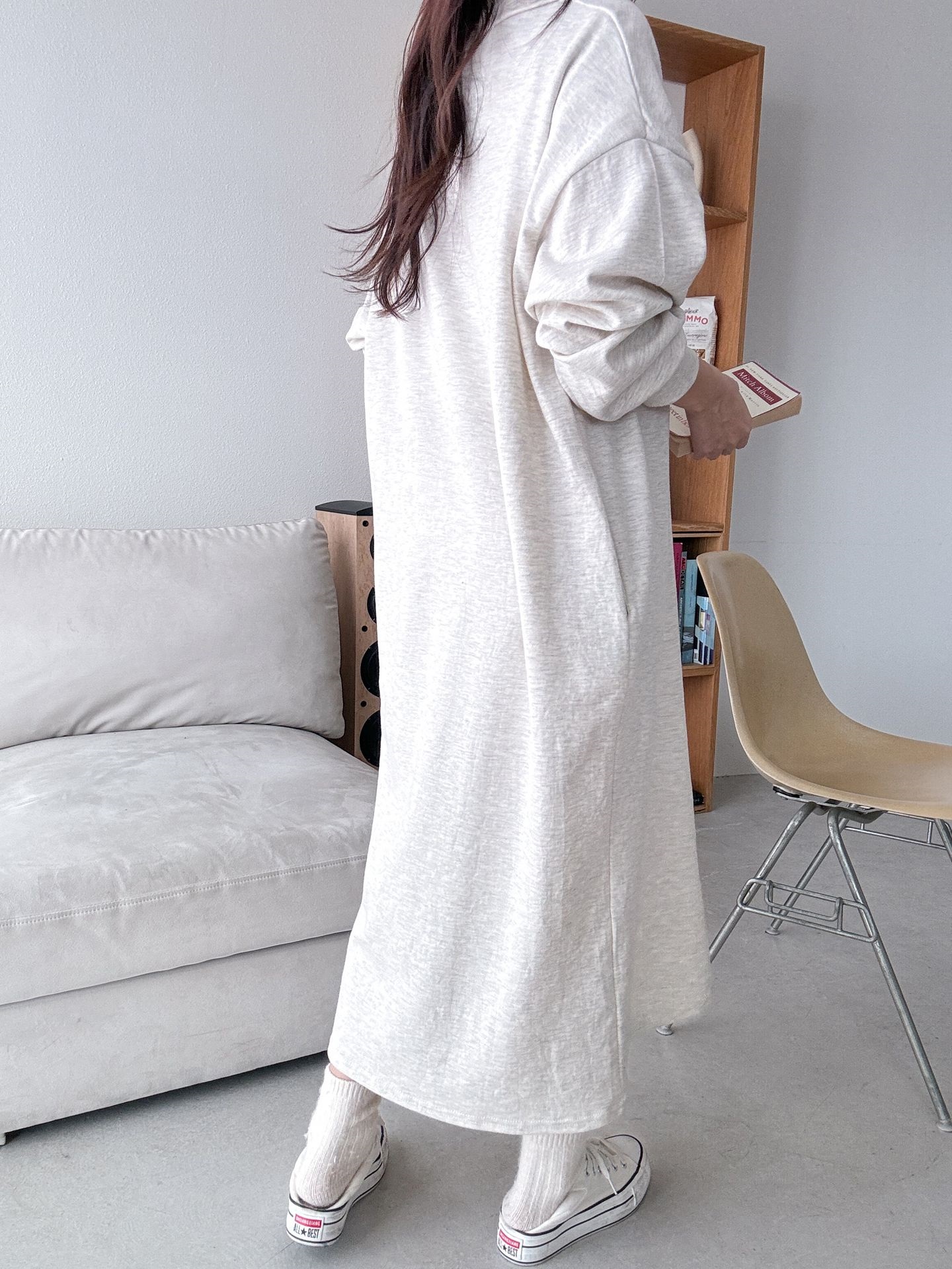 カラーハーフジップポケットロング長袖ワンピース | 詳細画像12