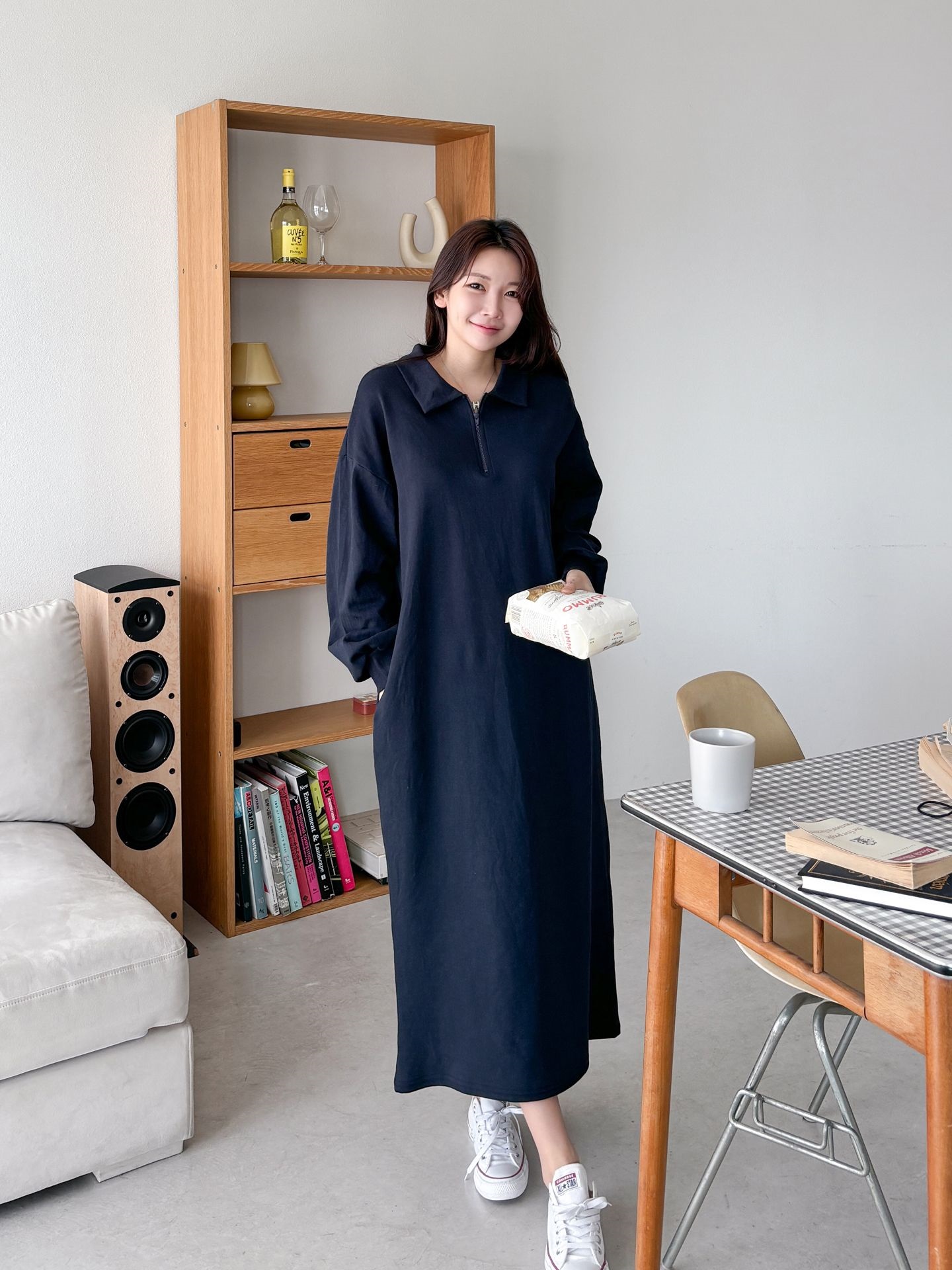 カラーハーフジップポケットロング長袖ワンピース | 詳細画像29