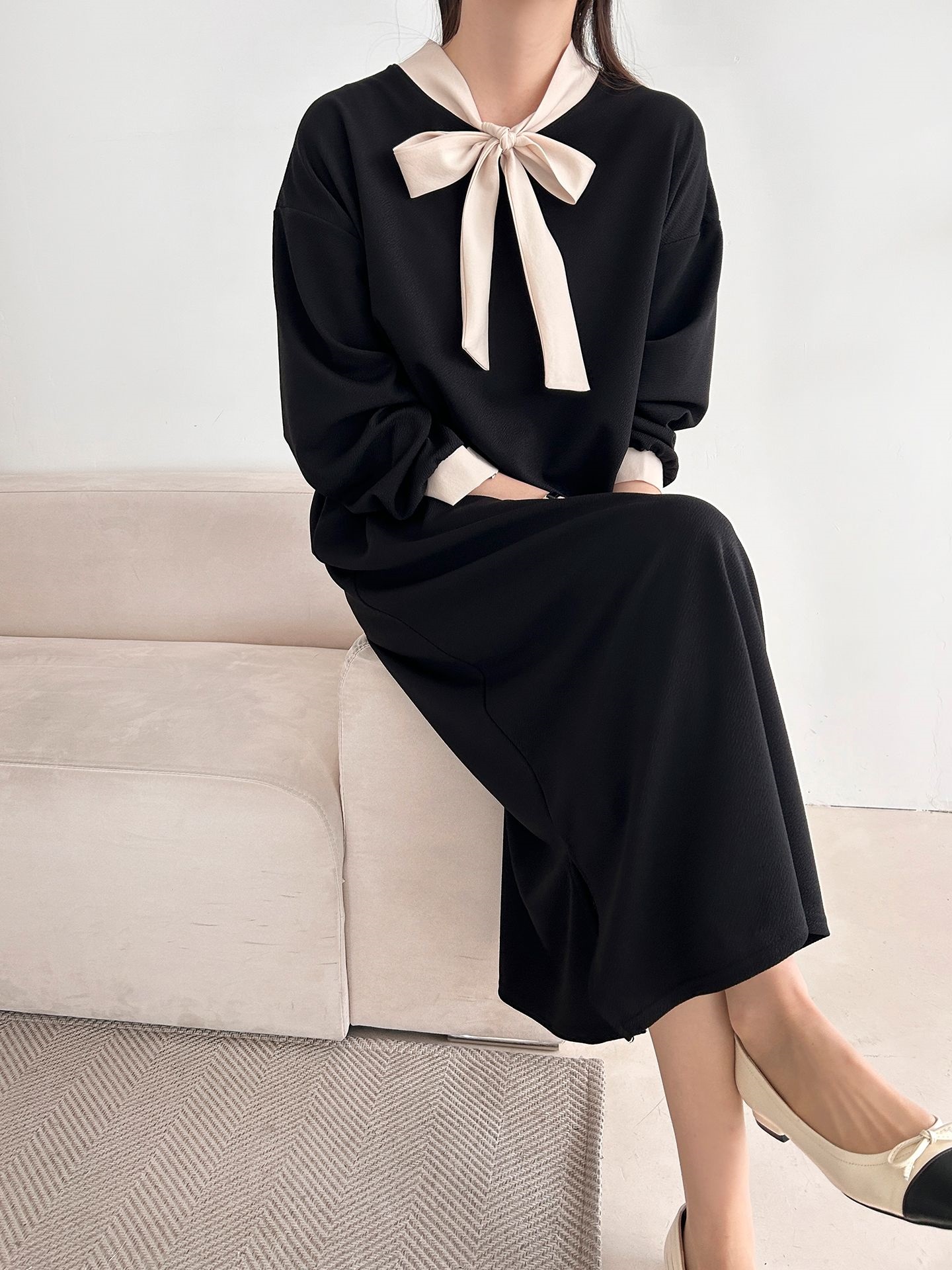 ボウタイスリットロング長袖ワンピース | 詳細画像21