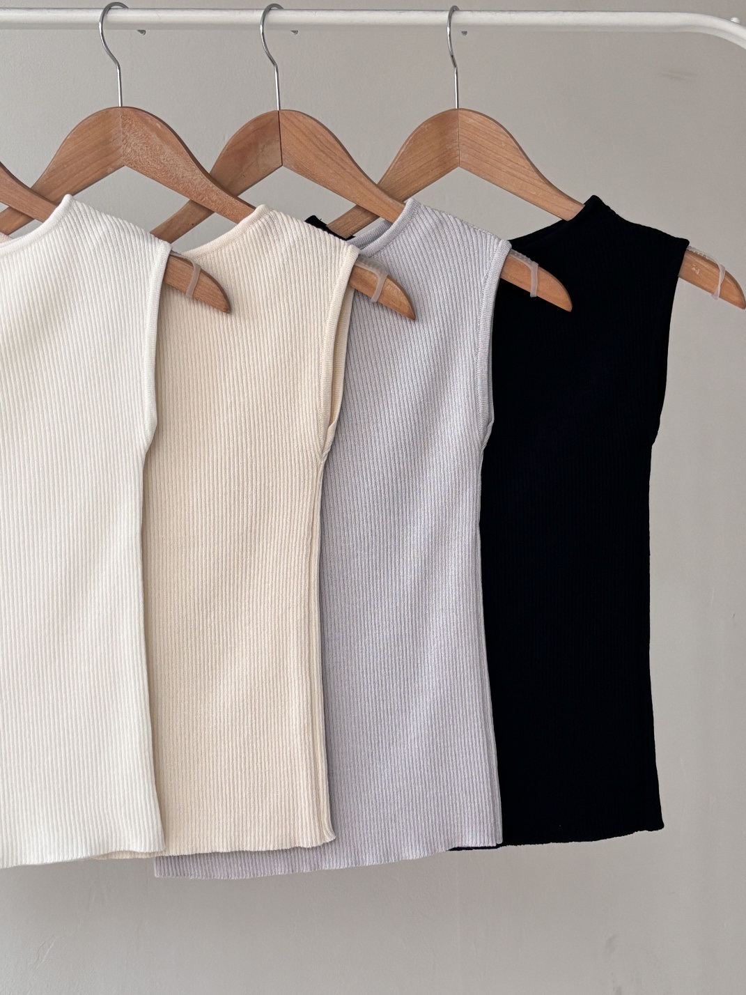 リブボートネックフレンチスリーブスリムショート無地ノースリーブ | 詳細画像10