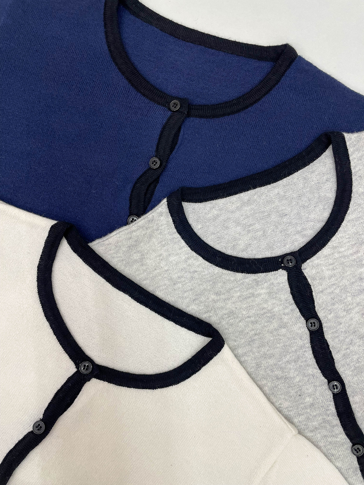 ボタンラウンドネッククロップドルーズ長袖配色ラインカーディガン | 詳細画像15