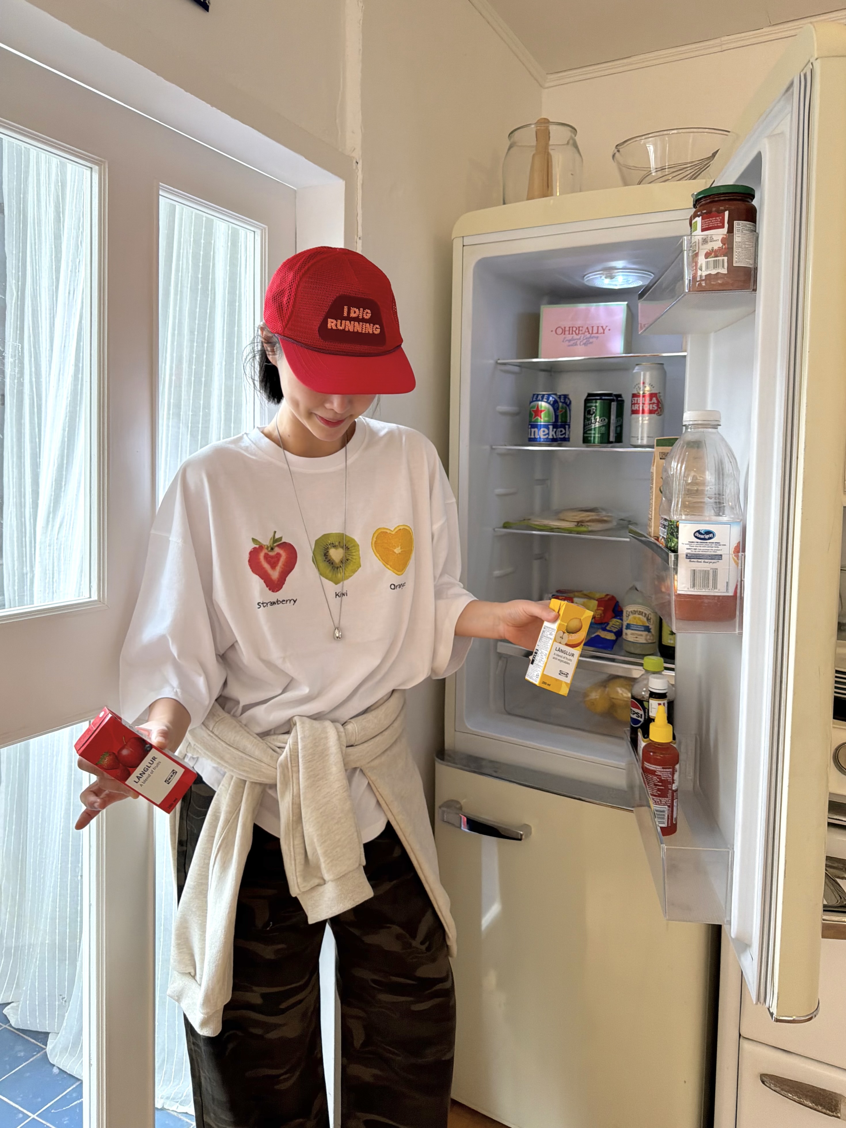 ラウンドネックオーバーサイズルーズ半袖ハーフプリントTシャツ | 詳細画像2