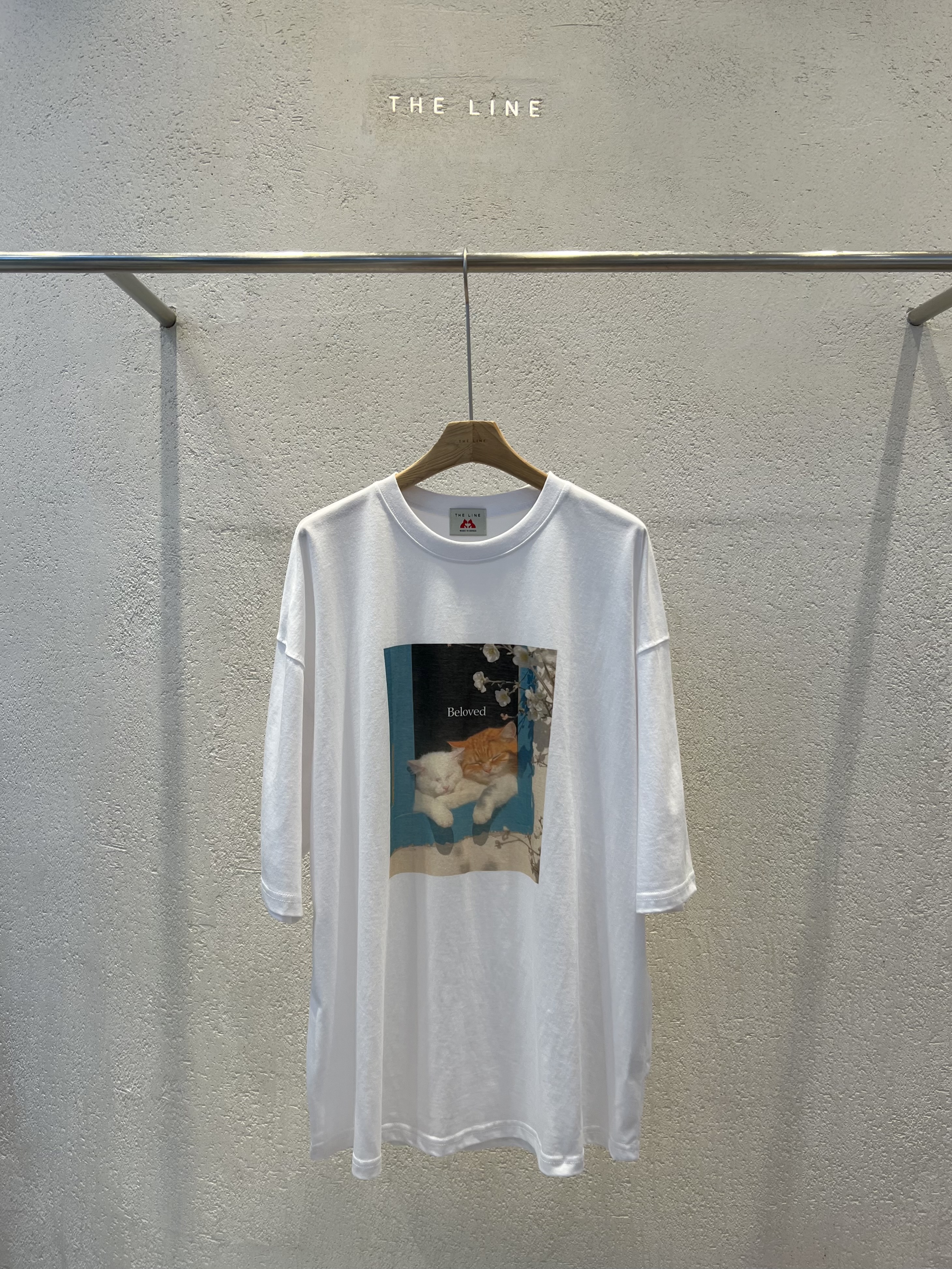 ラウンドネックオーバーサイズルーズ半袖ハーフドロップショルダープリントTシャツ | 詳細画像6