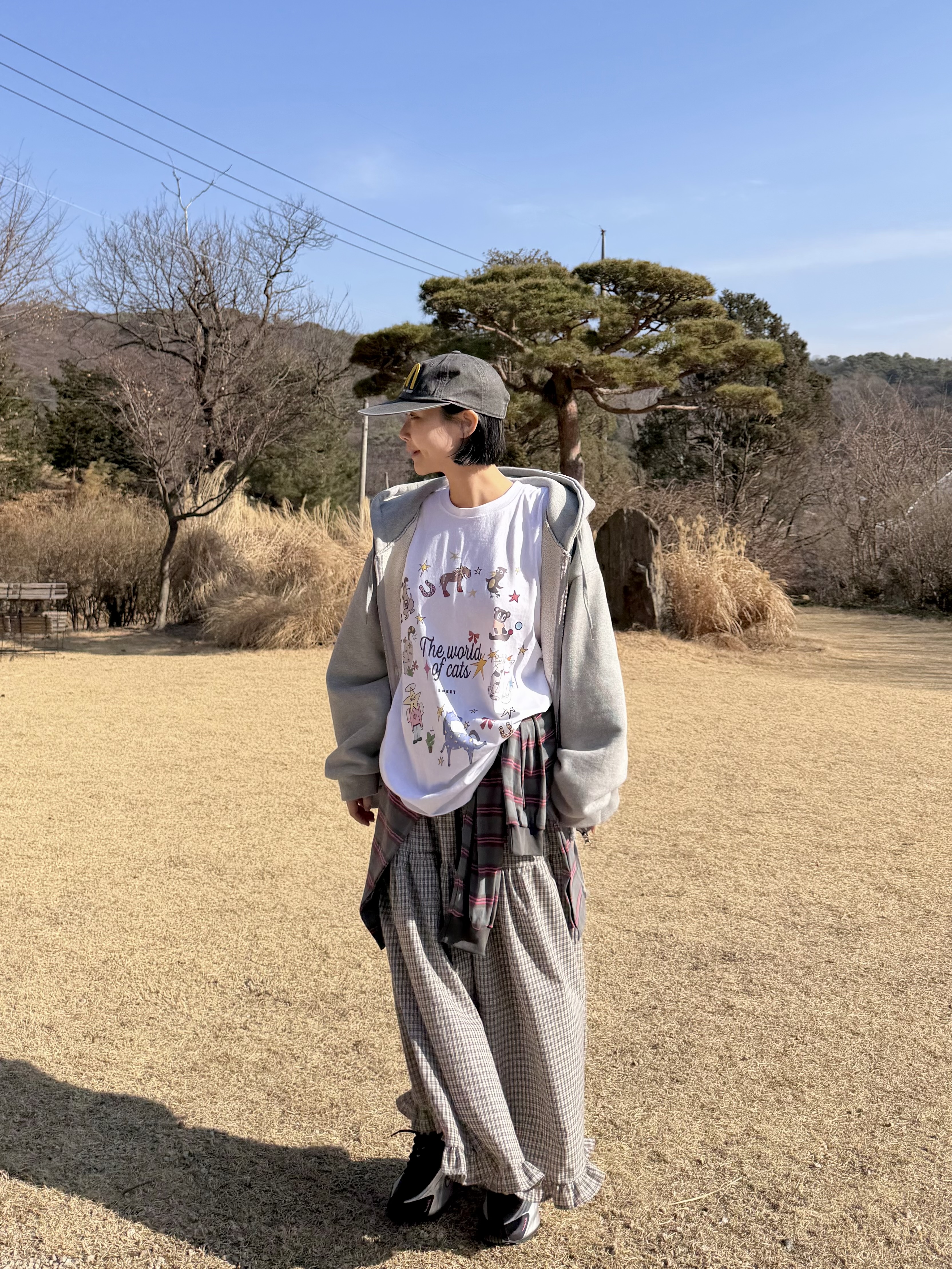 ラウンドネックオーバーサイズルーズ半袖ドロップショルダープリントTシャツ | 詳細画像7