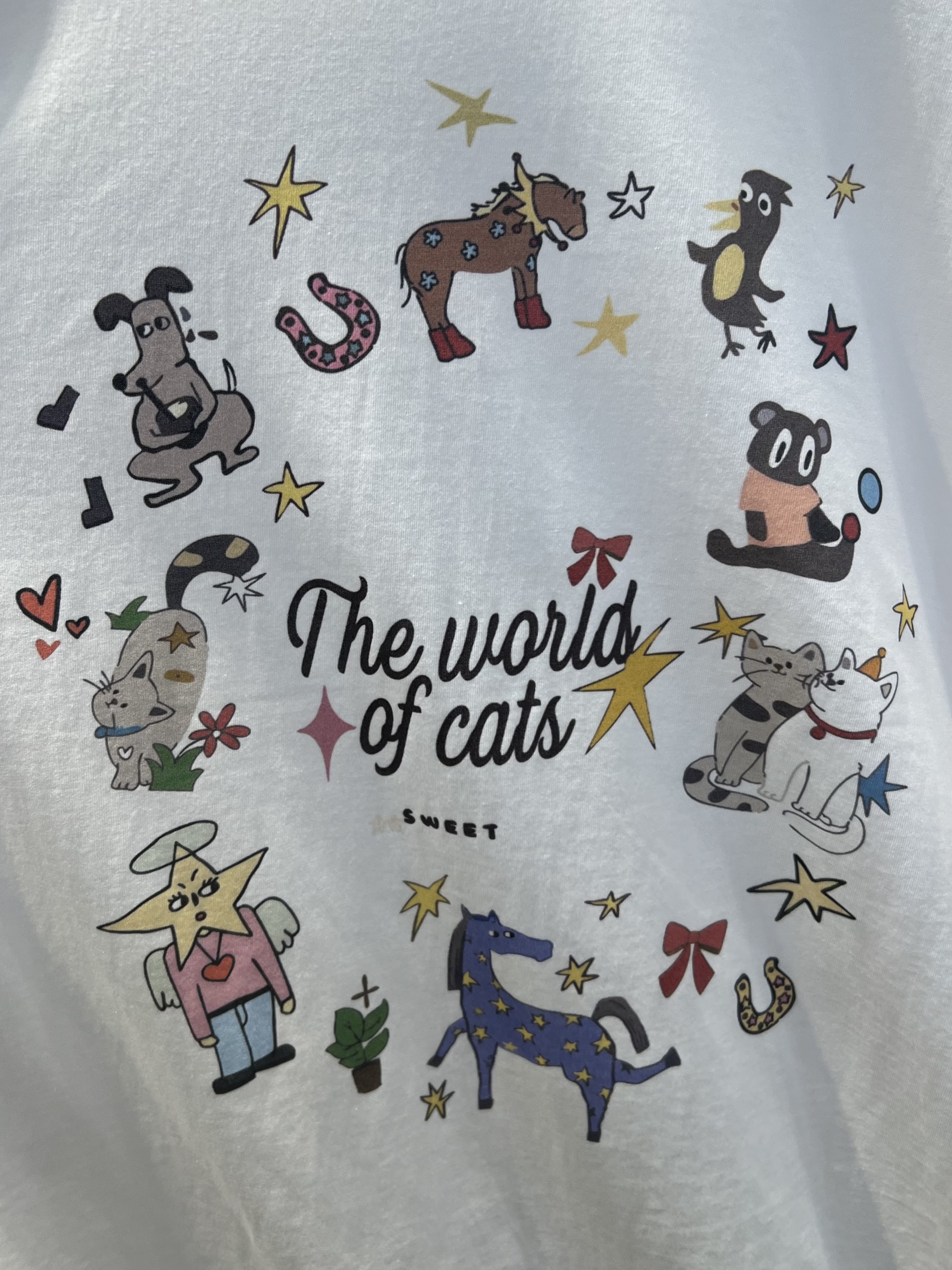 ラウンドネックオーバーサイズルーズ半袖ドロップショルダープリントTシャツ | 詳細画像10