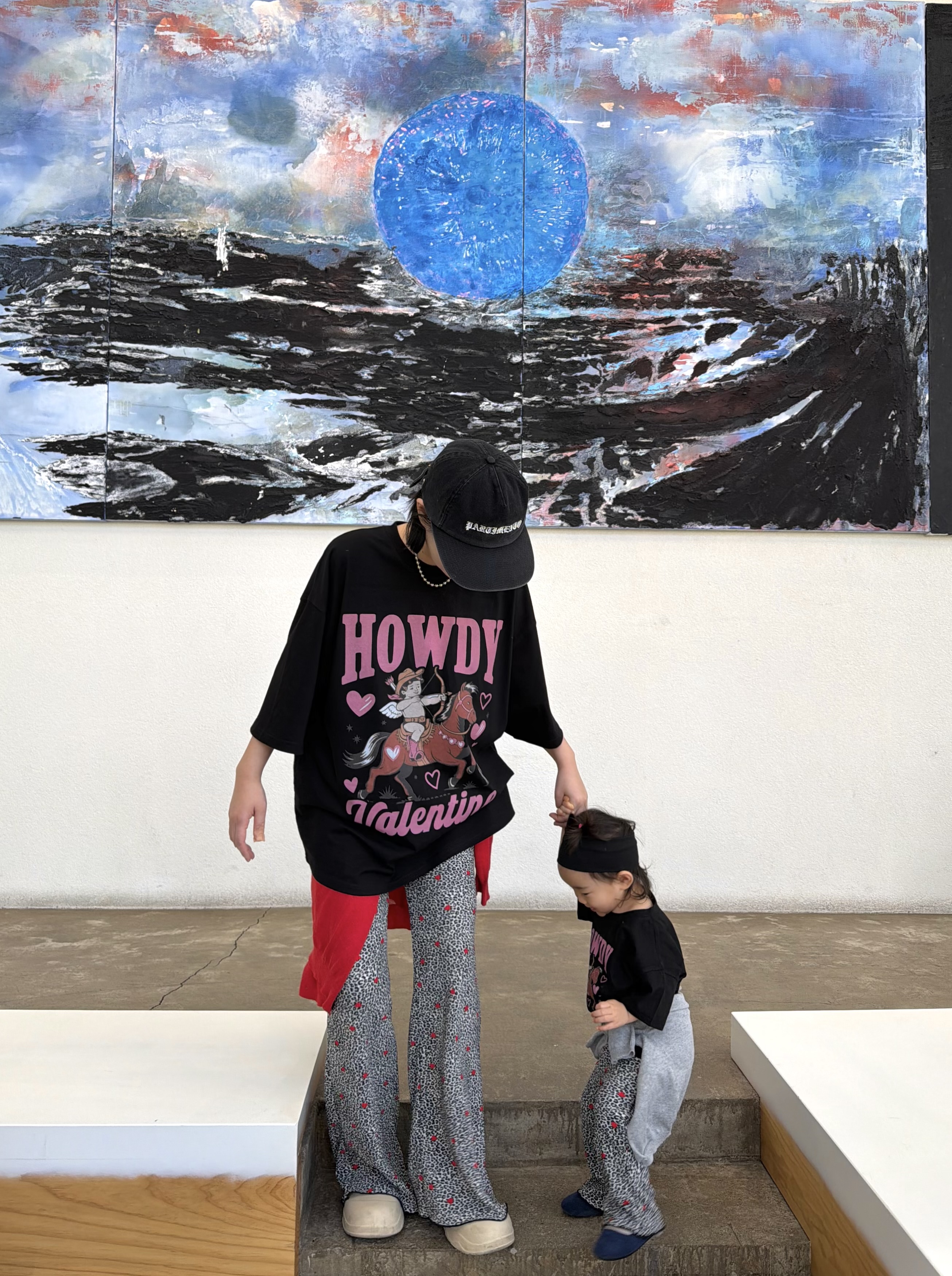 ラウンドネックオーバーサイズルーズ半袖ドロップショルダープリントTシャツ | 詳細画像7