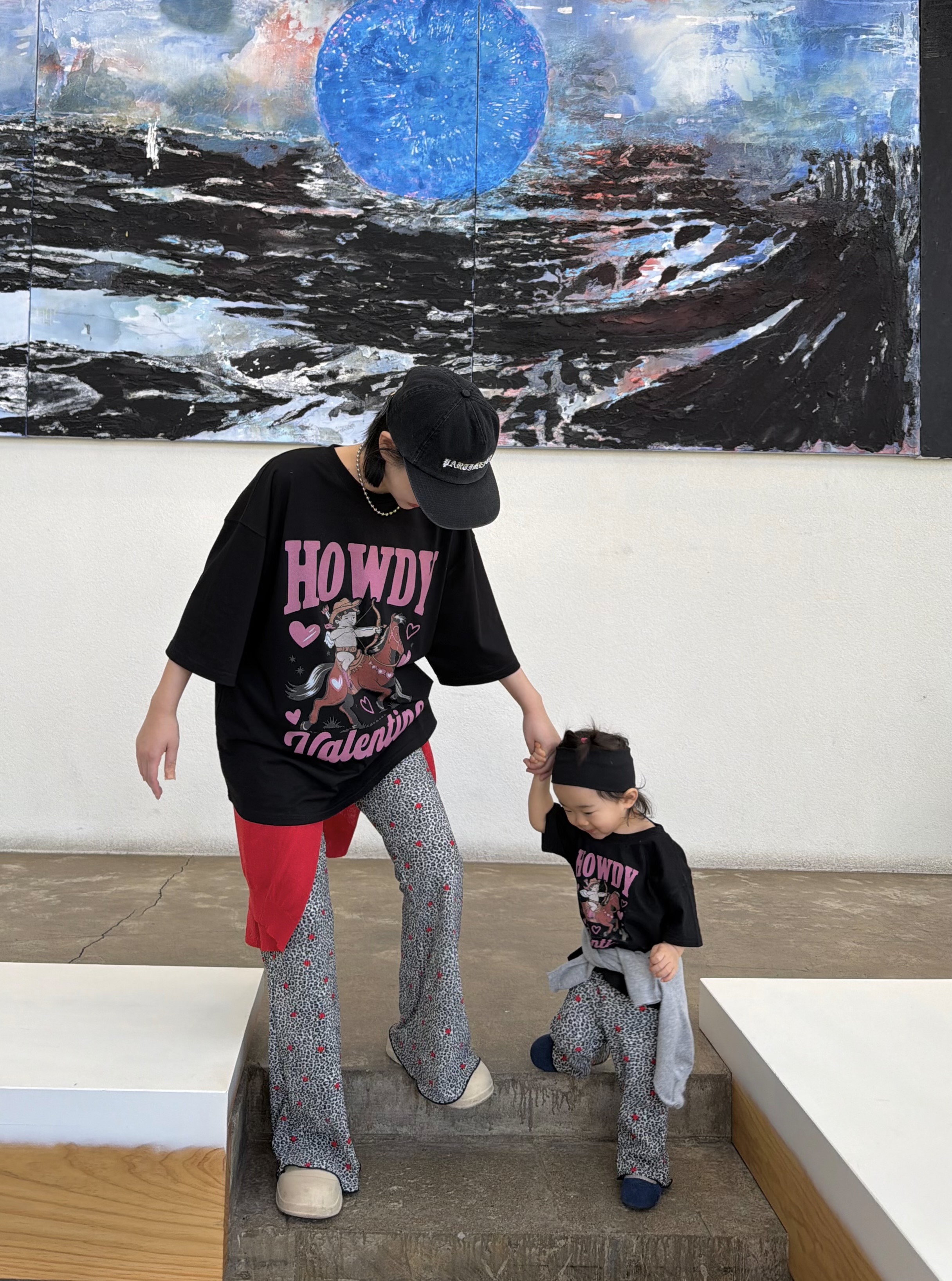 ラウンドネックオーバーサイズルーズ半袖ドロップショルダープリントTシャツ | 詳細画像8