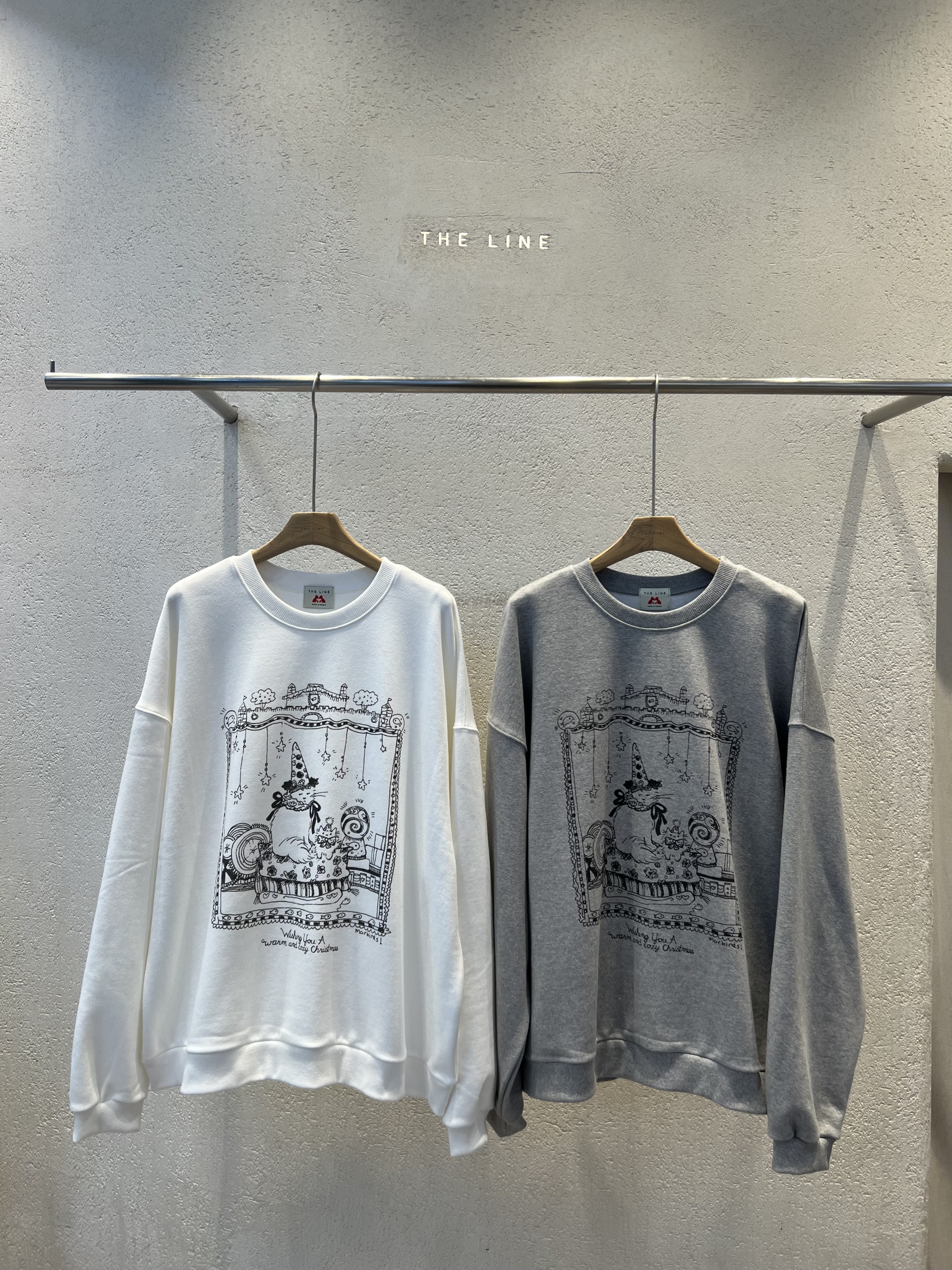 ラウンドネックオーバーサイズルーズ長袖ハーフドロップショルダープリントスウェット | 詳細画像14