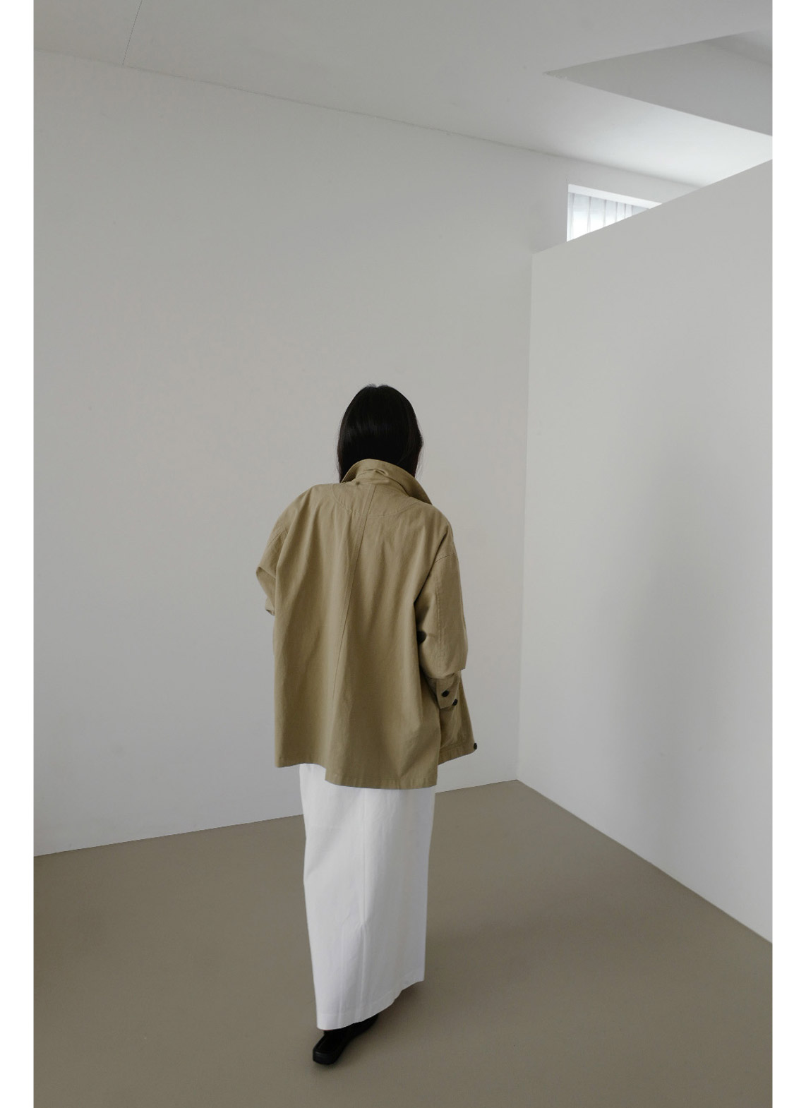 コットンボタンハイネックハーフ無地ジャケット春秋 | 詳細画像5