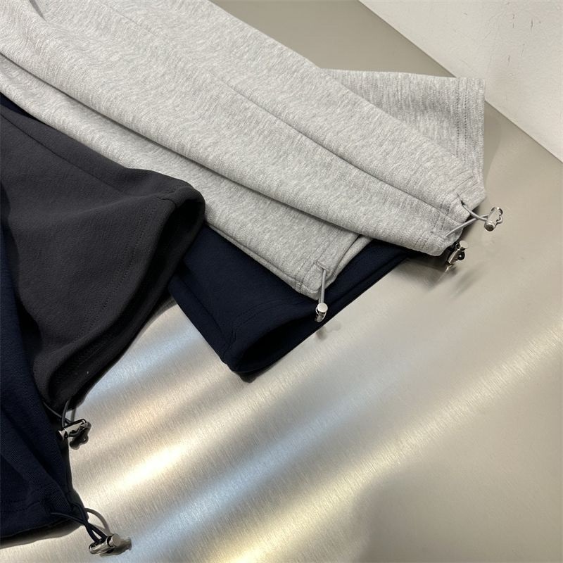 コットンドローストリングポケットウエストゴムドローコードロングストレートワイド配色パンツ | 詳細画像11