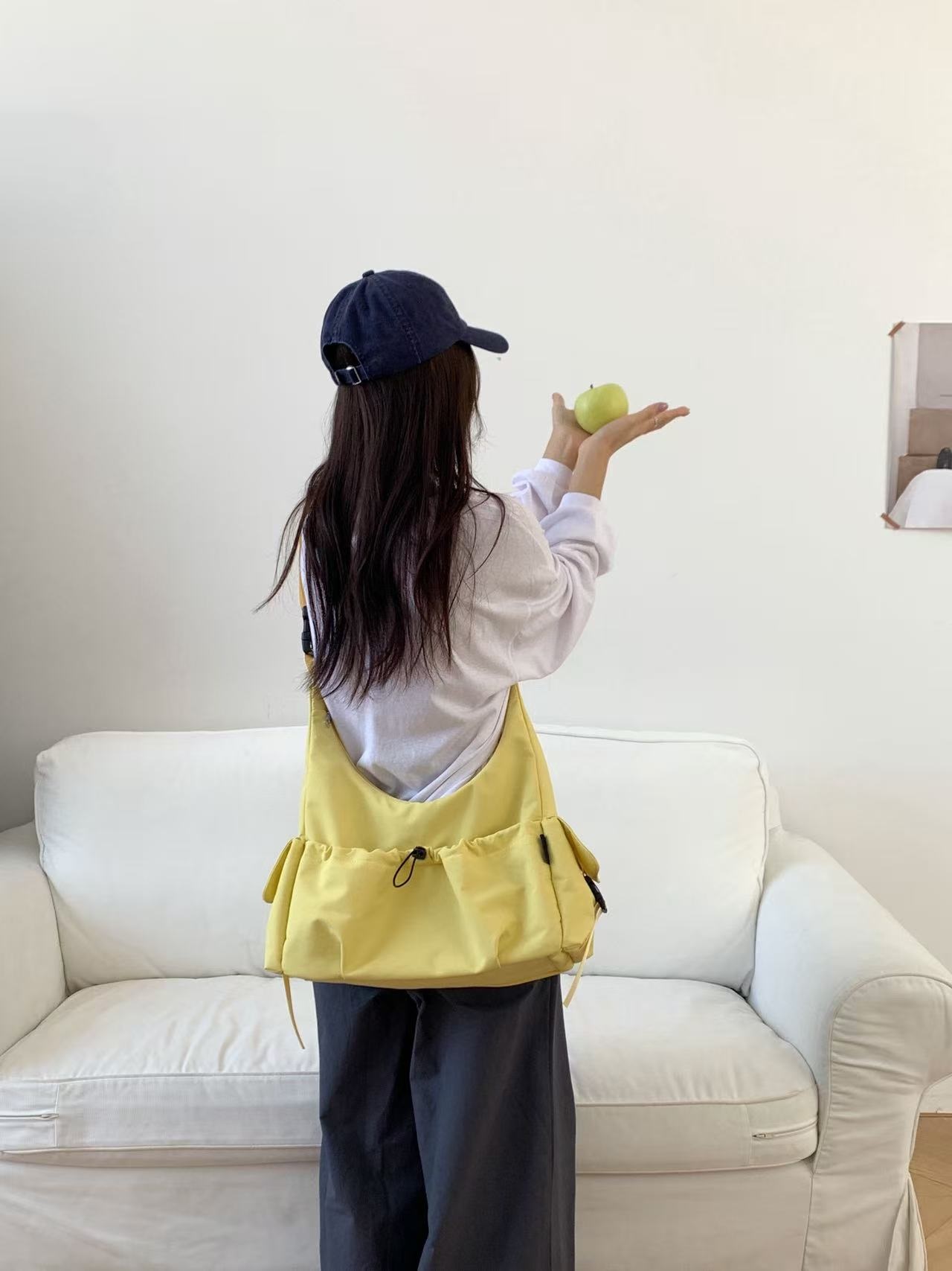 ジップアップバックルポケットドローコード無地ショルダーバッグ | 詳細画像2