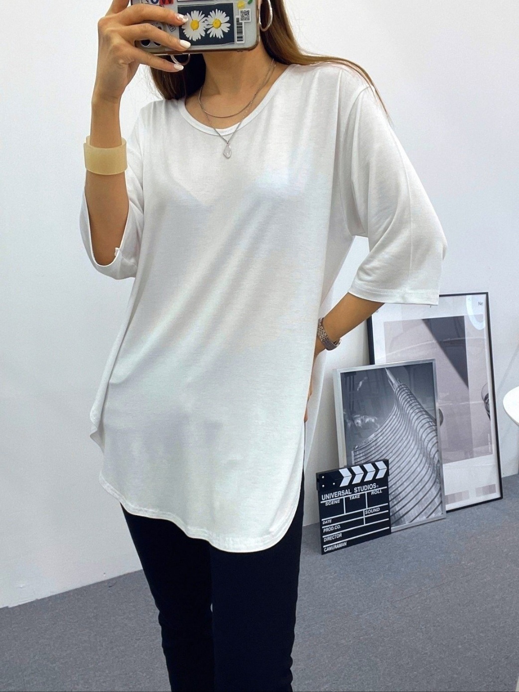 Uネックスリットベーシックルーズ半袖Tシャツ | 詳細画像3