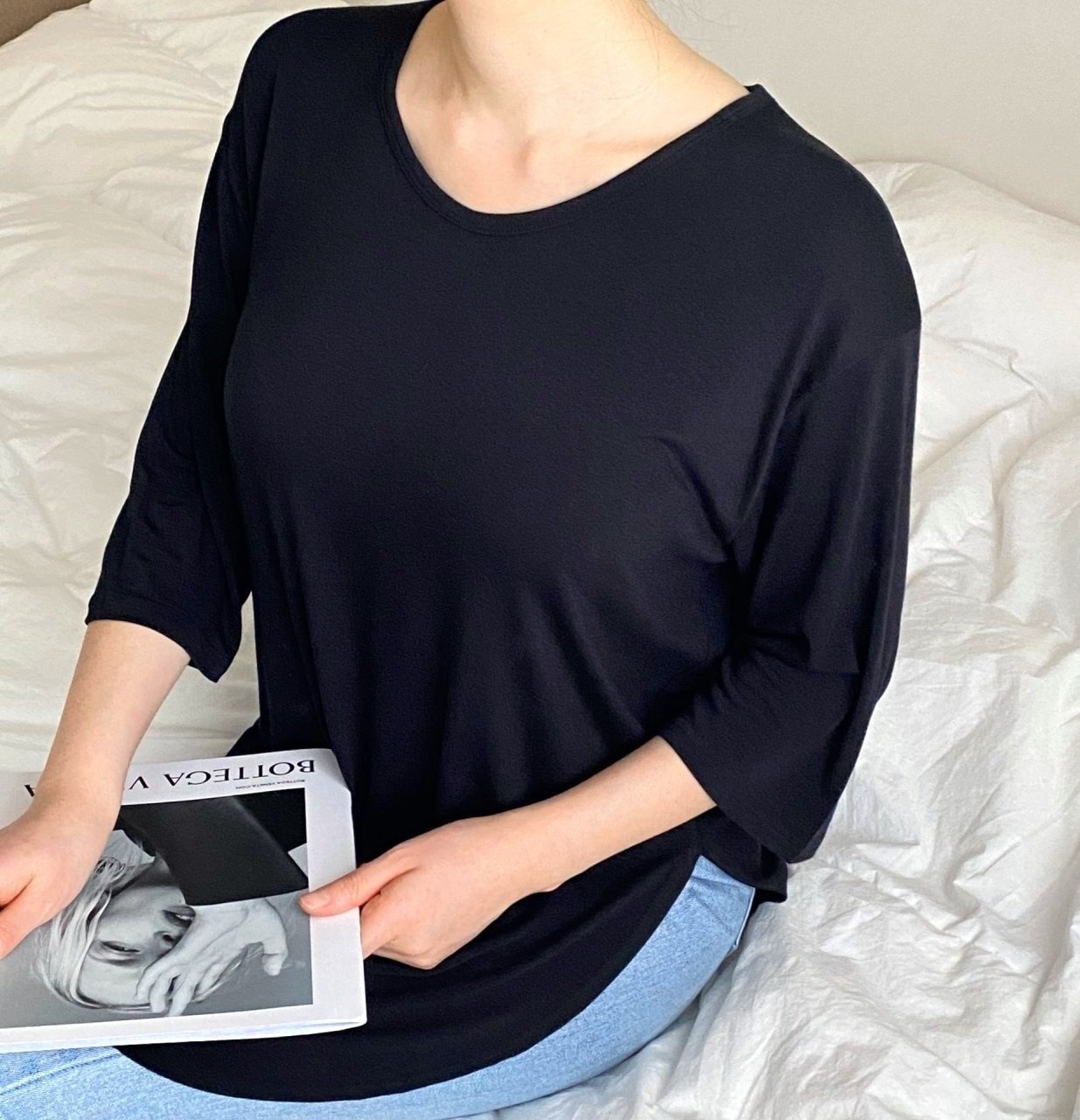 Uネックスリットベーシックルーズ半袖Tシャツ | 詳細画像20