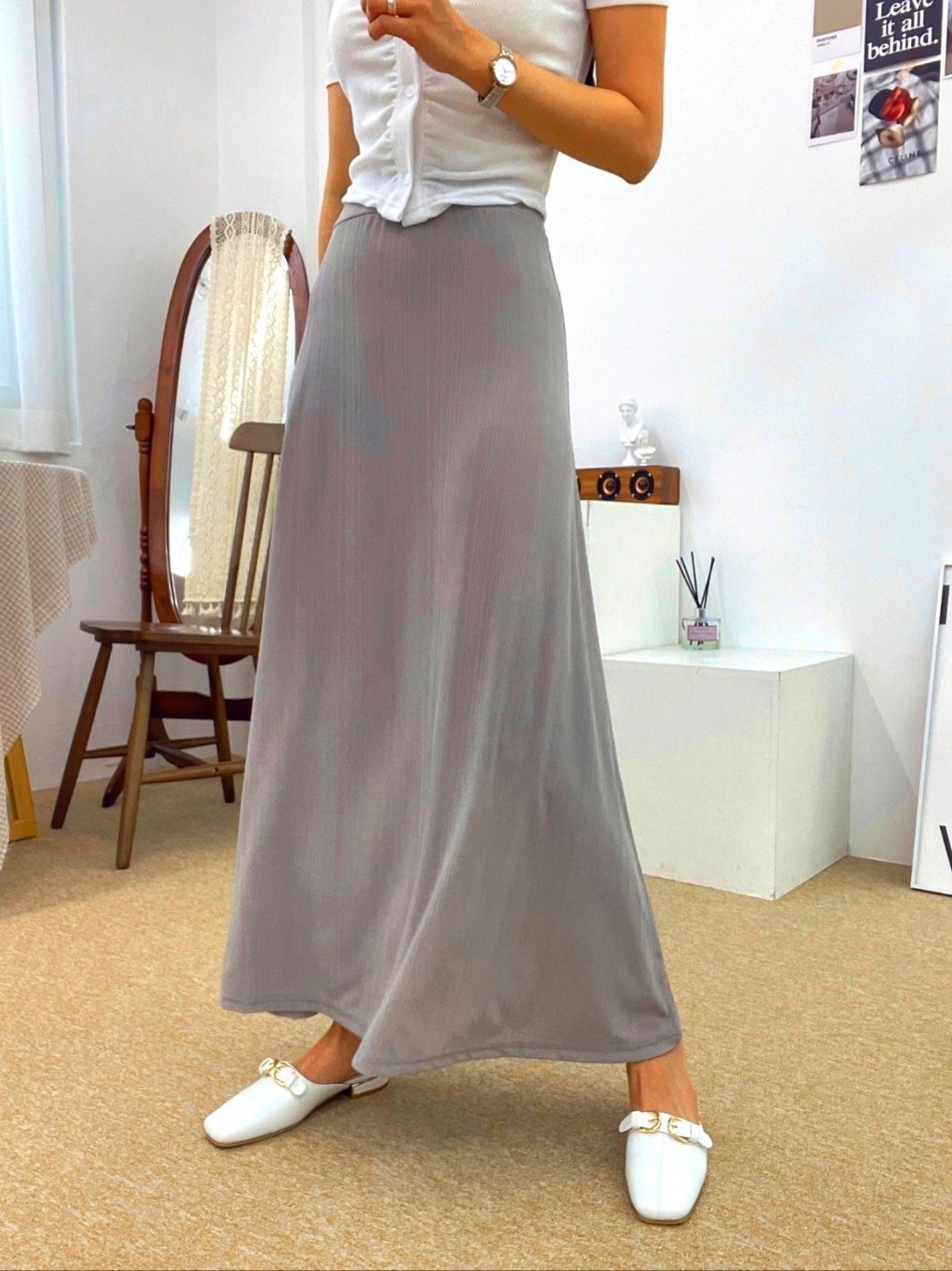 ウエストゴムスリムロングスカート | 詳細画像3