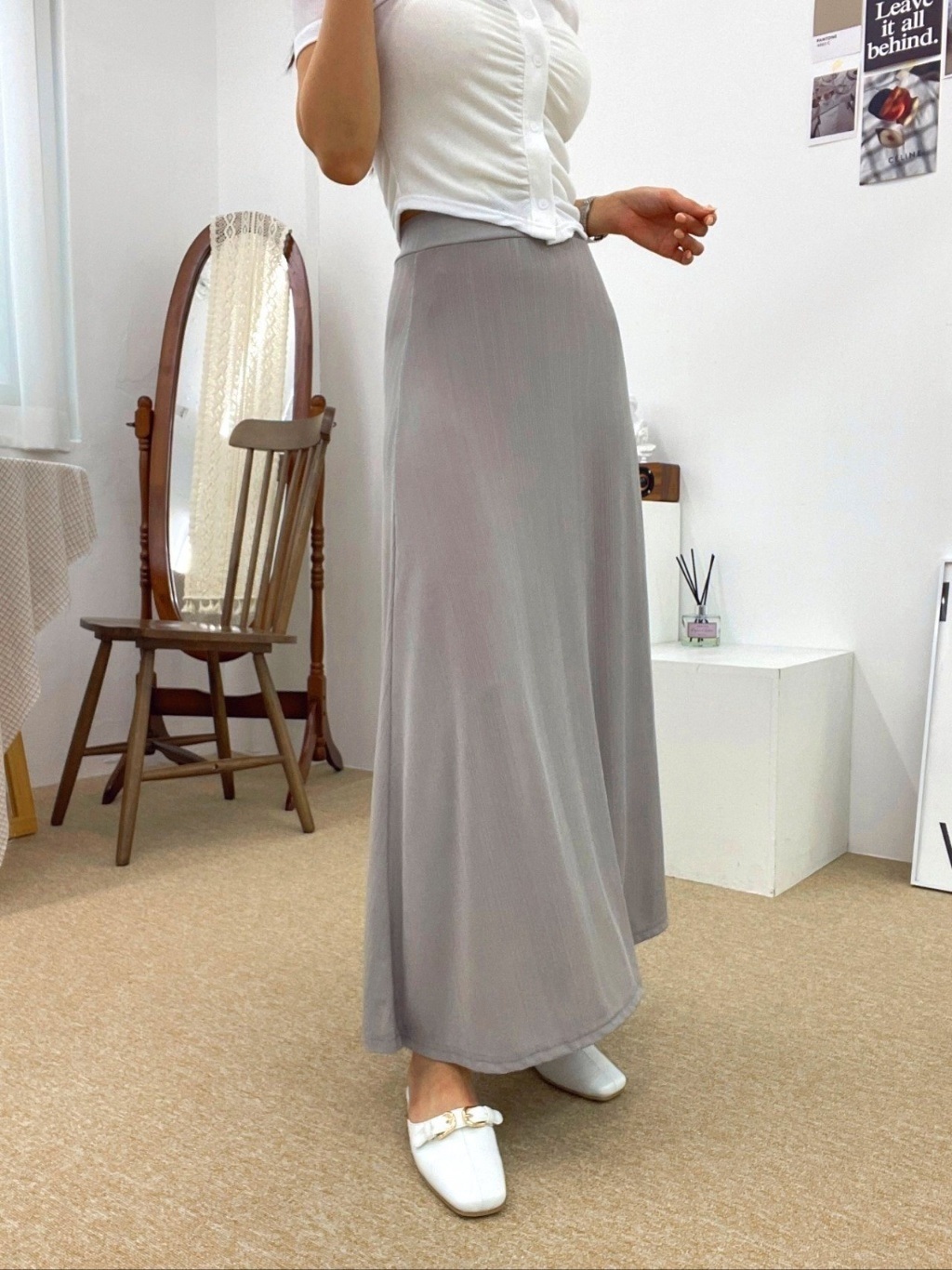 ウエストゴムスリムロングスカート | 詳細画像5