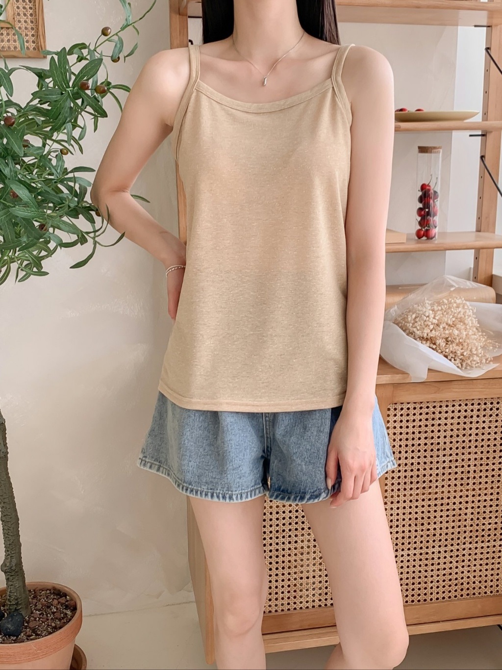 ストレッチリネン混スリムキャミソール | 詳細画像2