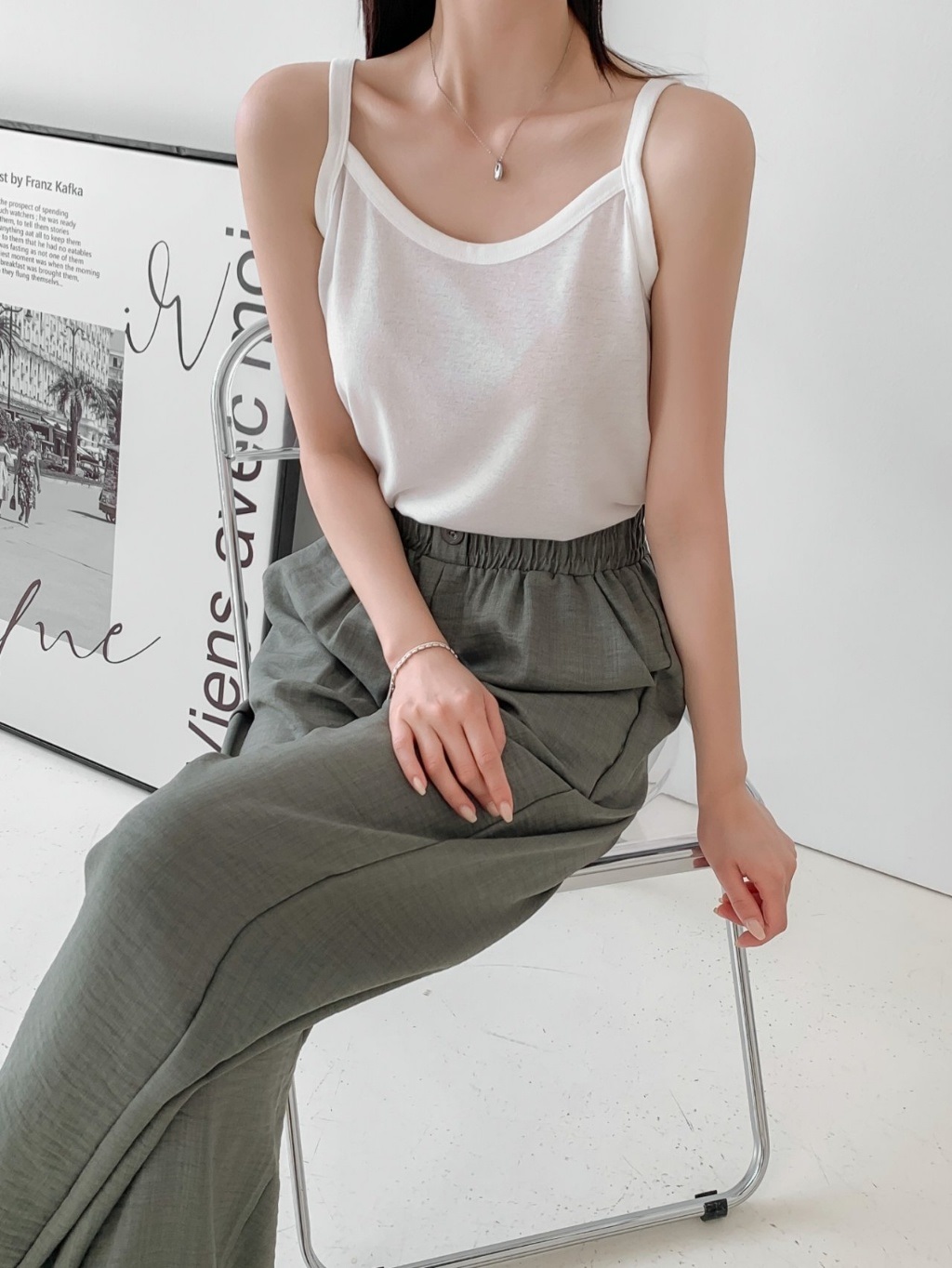 ストレッチリネン混スリムキャミソール | 詳細画像10