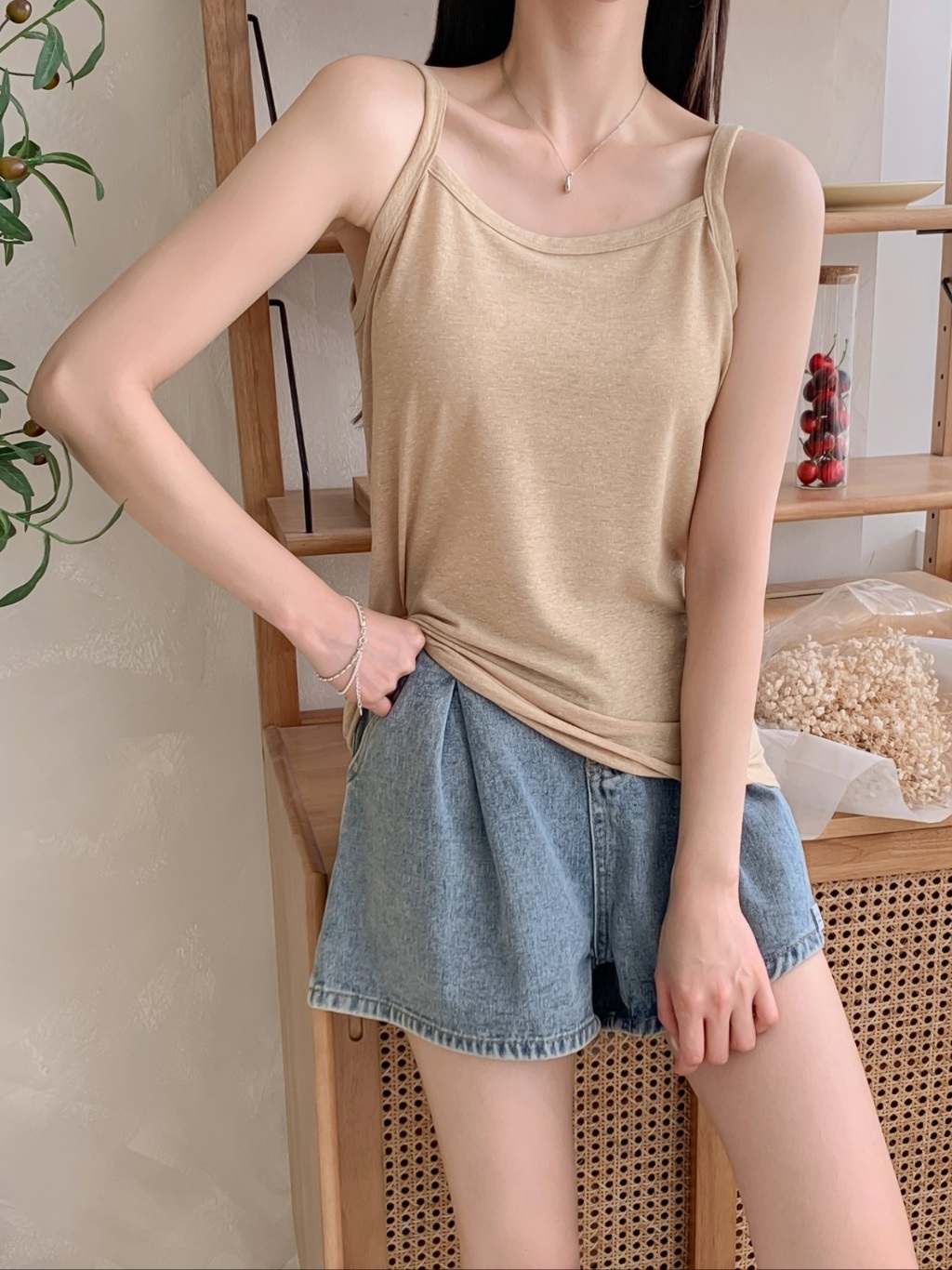 ストレッチリネン混スリムキャミソール | 詳細画像14