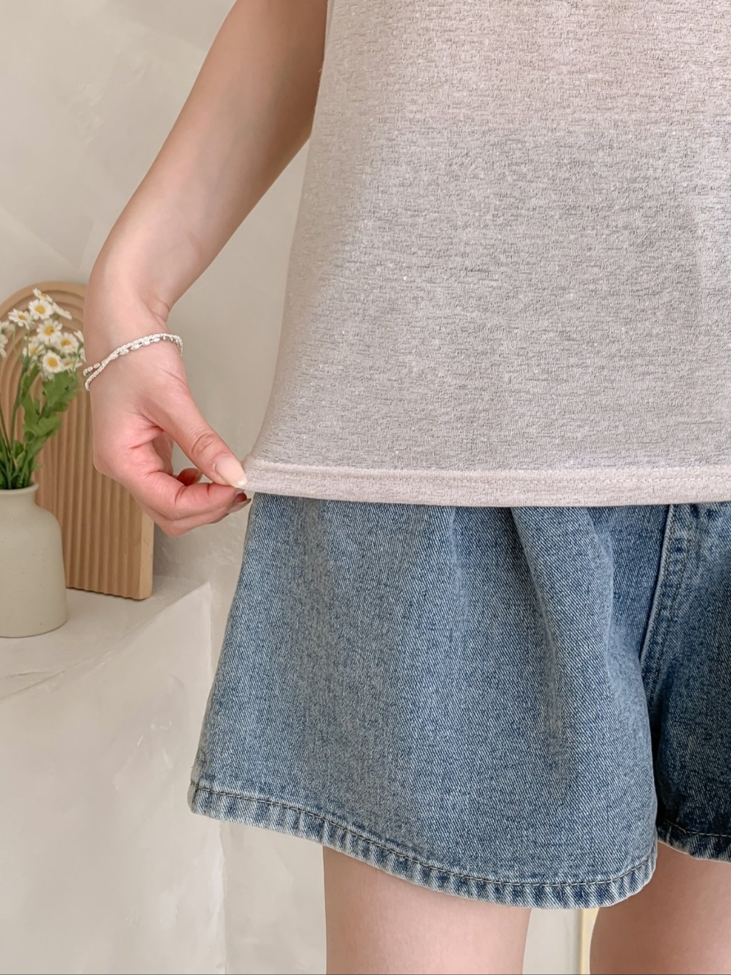 ストレッチリネン混ラウンドネックルーズキャミソール | 詳細画像6