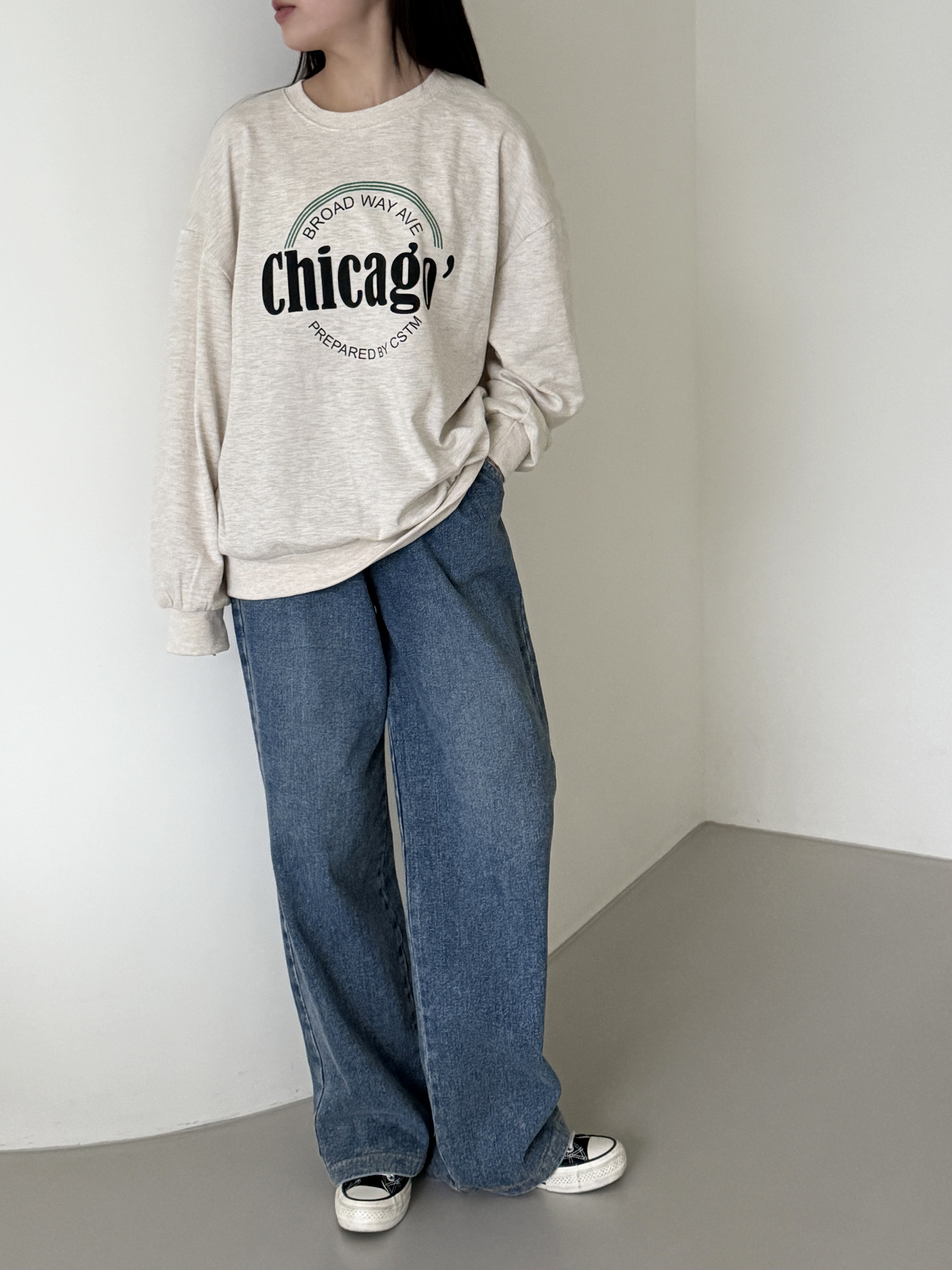 ラウンドネックルーズ長袖ロゴスウェット | 詳細画像3