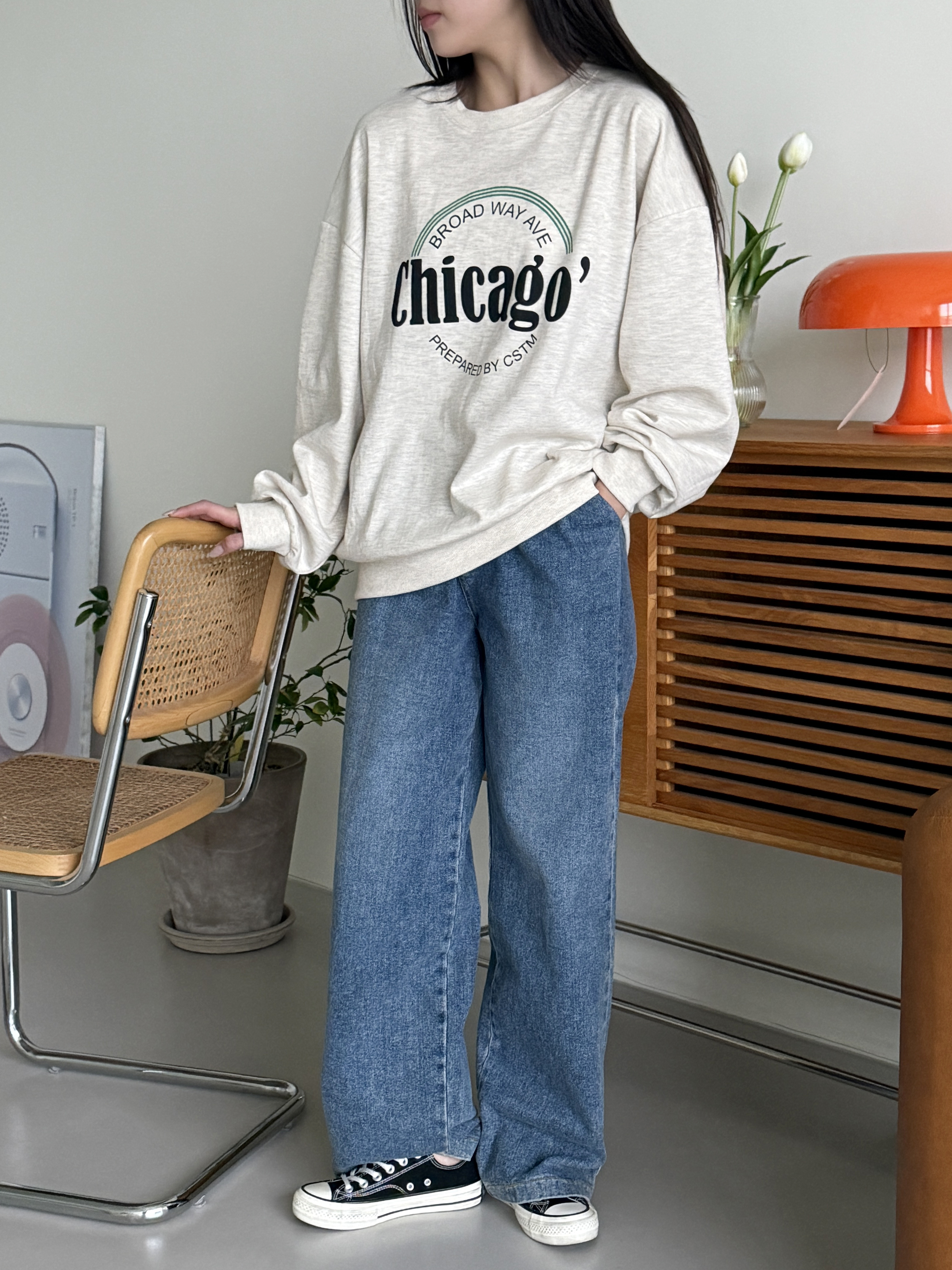 ラウンドネックルーズ長袖ロゴスウェット | 詳細画像11