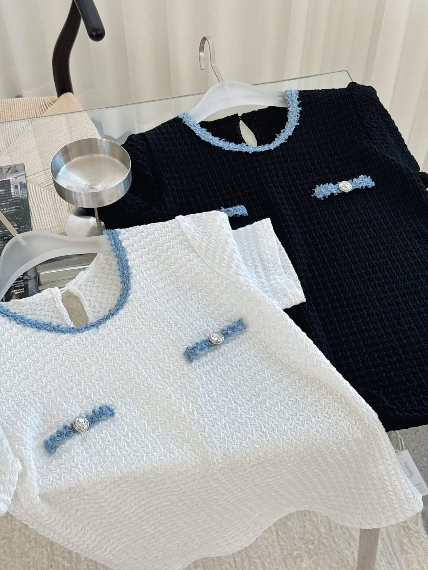 ボタンラウンドネックベーシック半袖配色Tシャツ | 詳細画像7