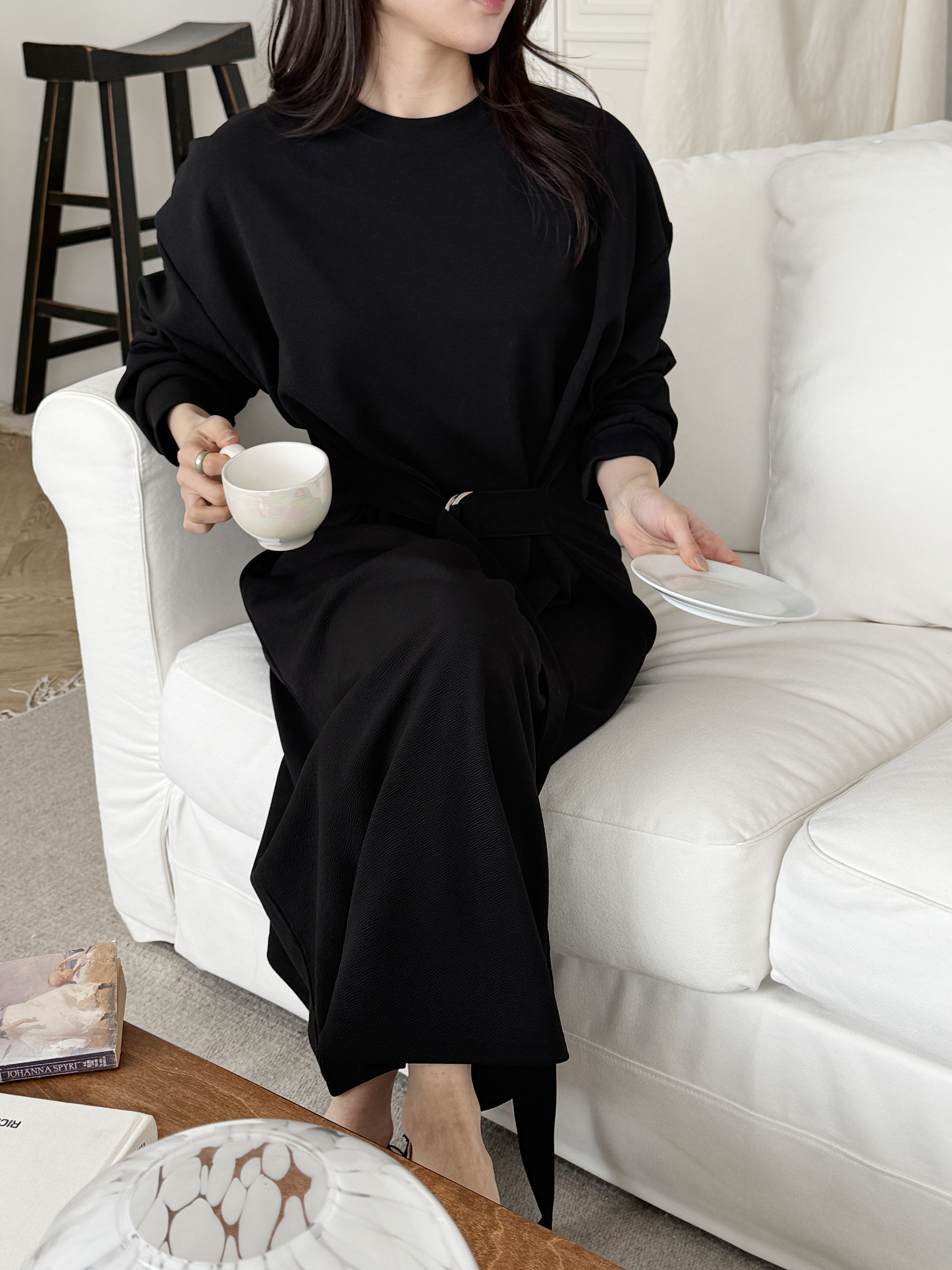 ラウンドネックルーズ長袖Dリングワンピース | 詳細画像10