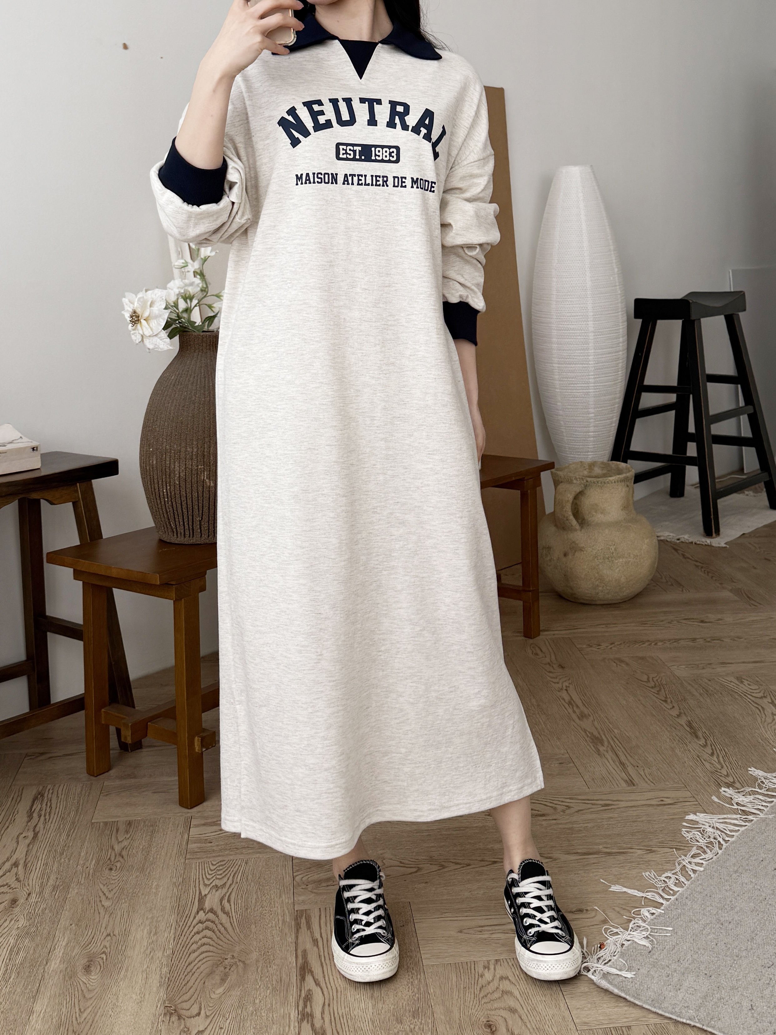 カラーロング長袖ロゴ配色ワンピース | 詳細画像2