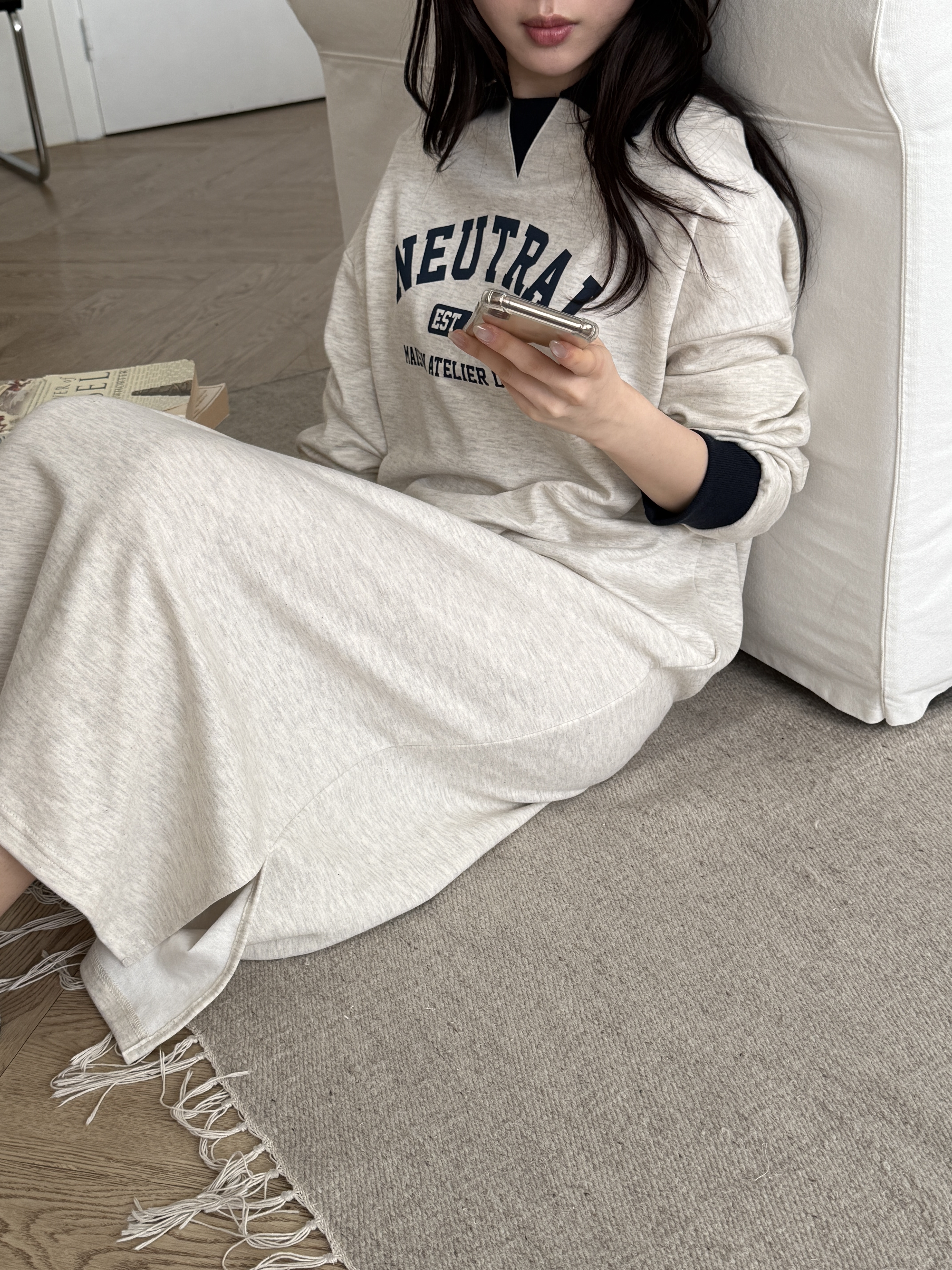 カラーロング長袖ロゴ配色ワンピース | 詳細画像4