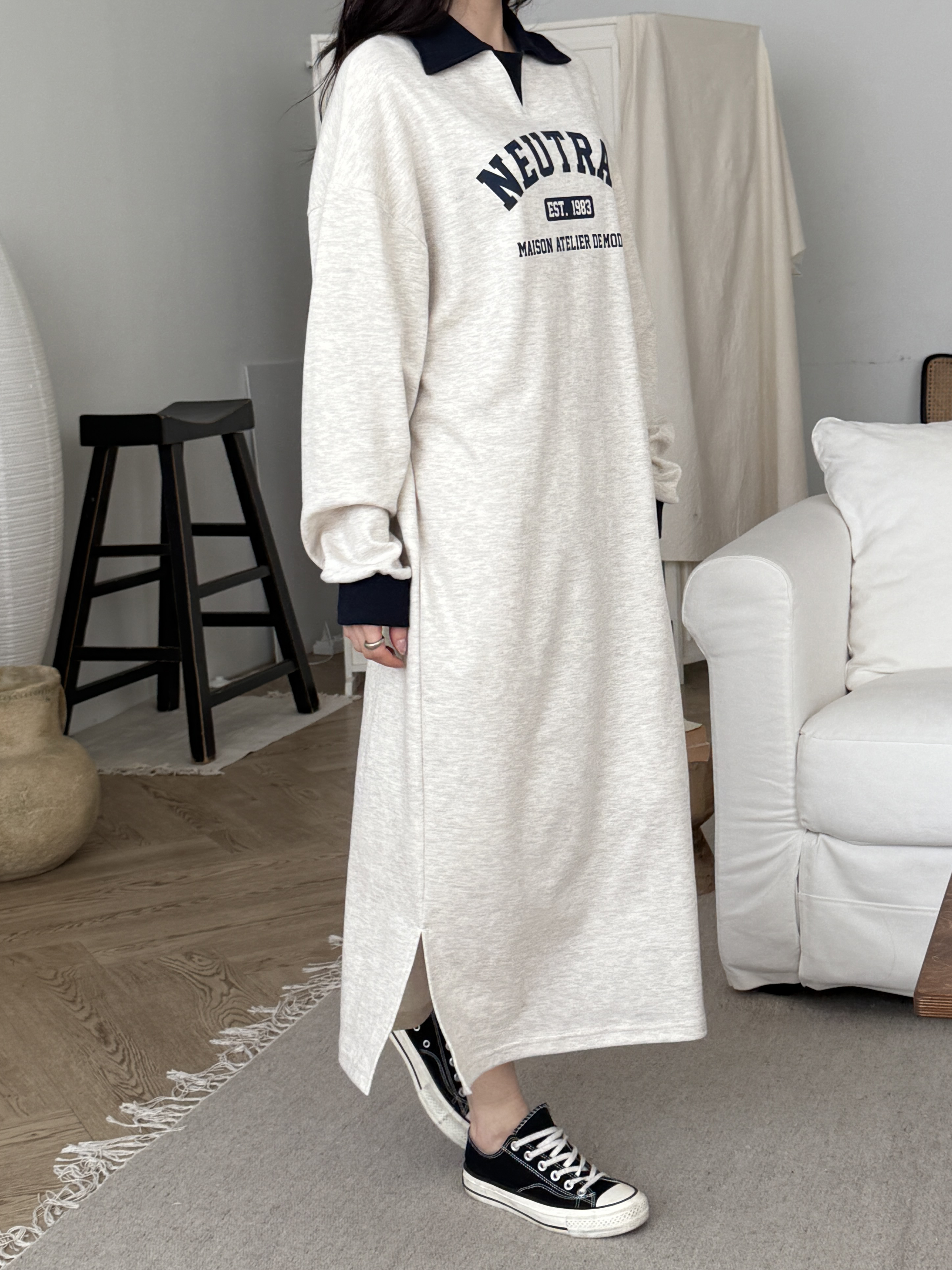 カラーロング長袖ロゴ配色ワンピース | 詳細画像7