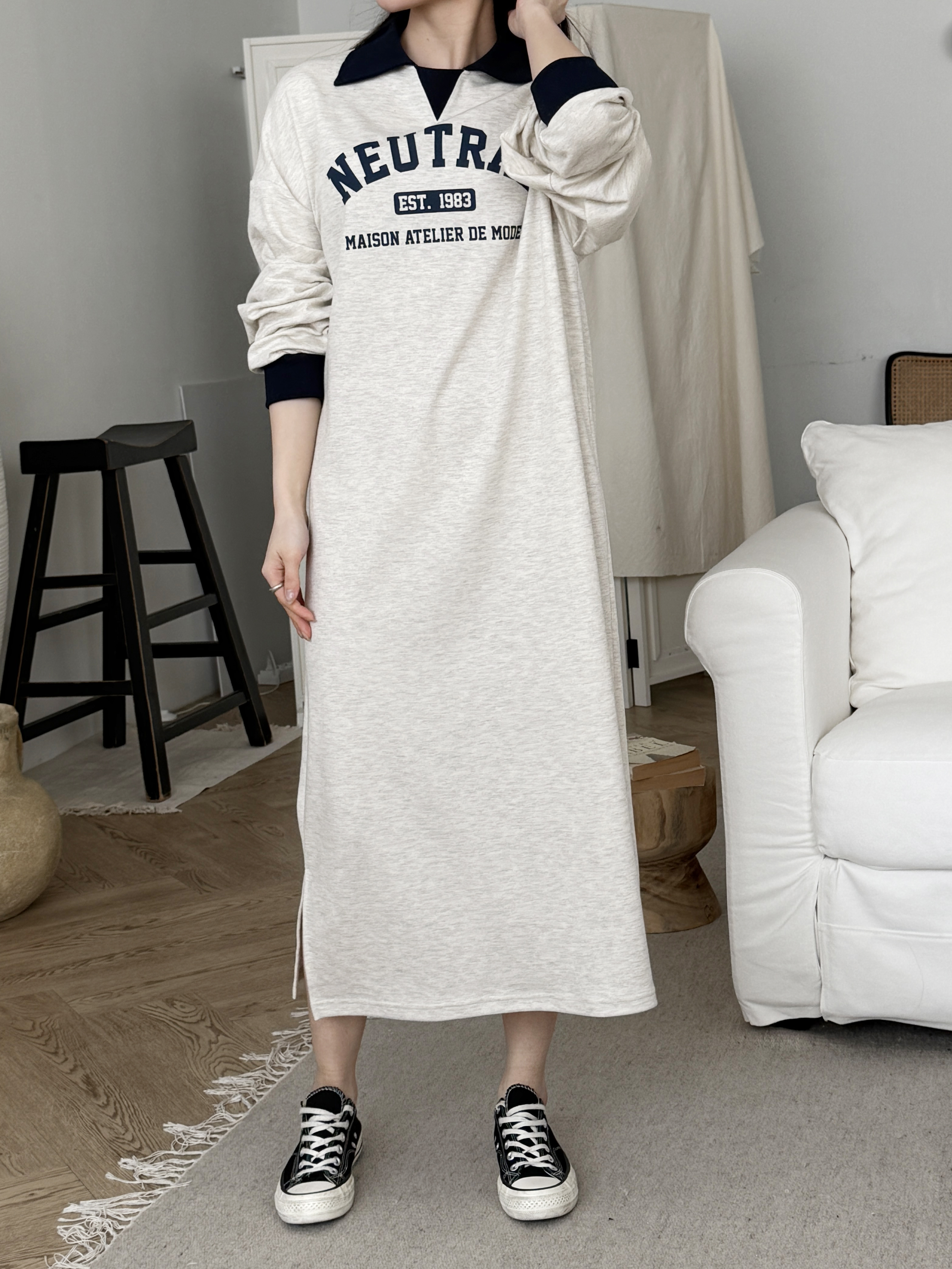 カラーロング長袖ロゴ配色ワンピース | 詳細画像8