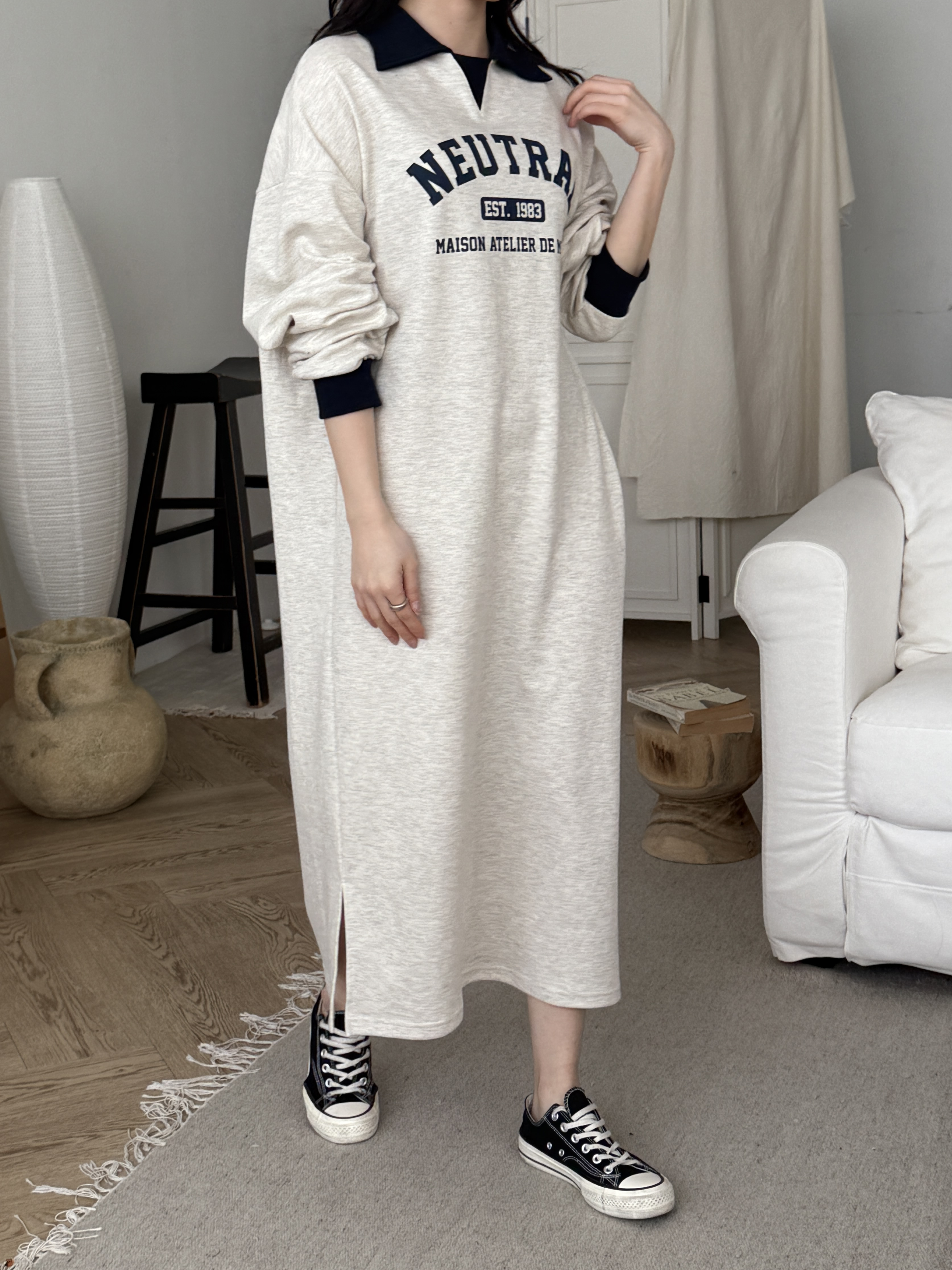 カラーロング長袖ロゴ配色ワンピース | 詳細画像9