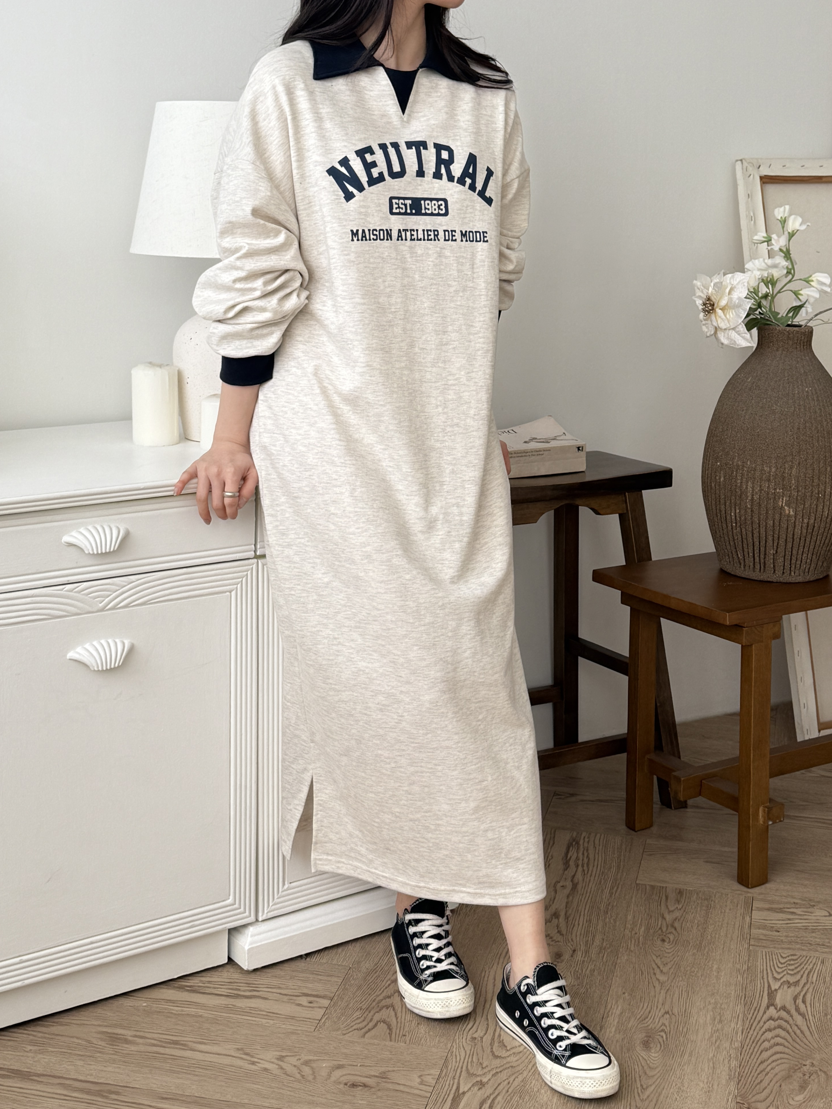 カラーロング長袖ロゴ配色ワンピース | 詳細画像10