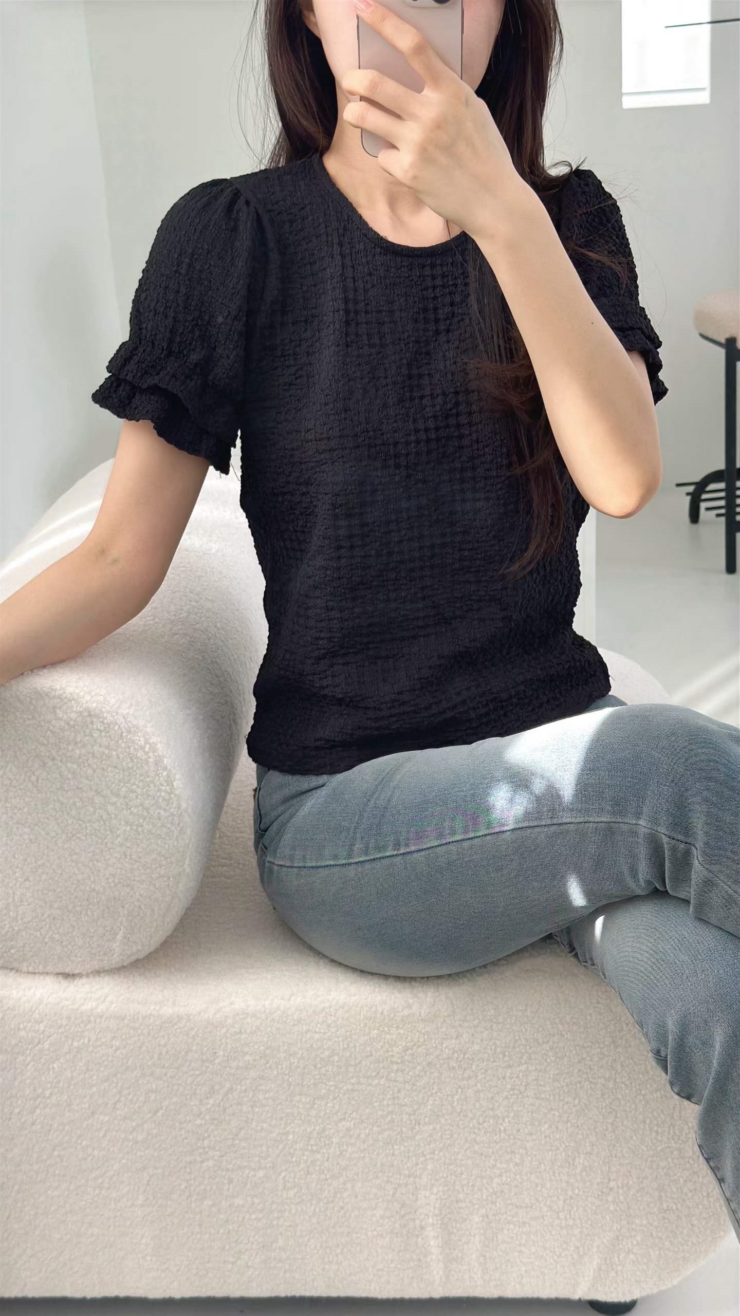 ラウンドネックティアードベーシック半袖Tシャツ | 詳細画像6