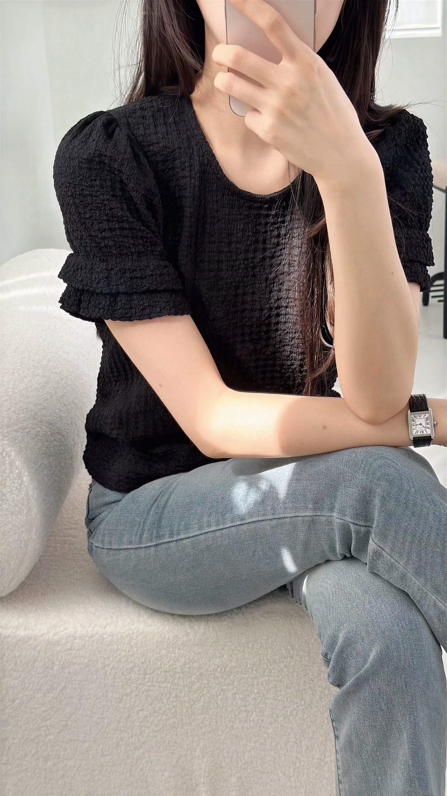 ラウンドネックティアードベーシック半袖Tシャツ | 詳細画像7