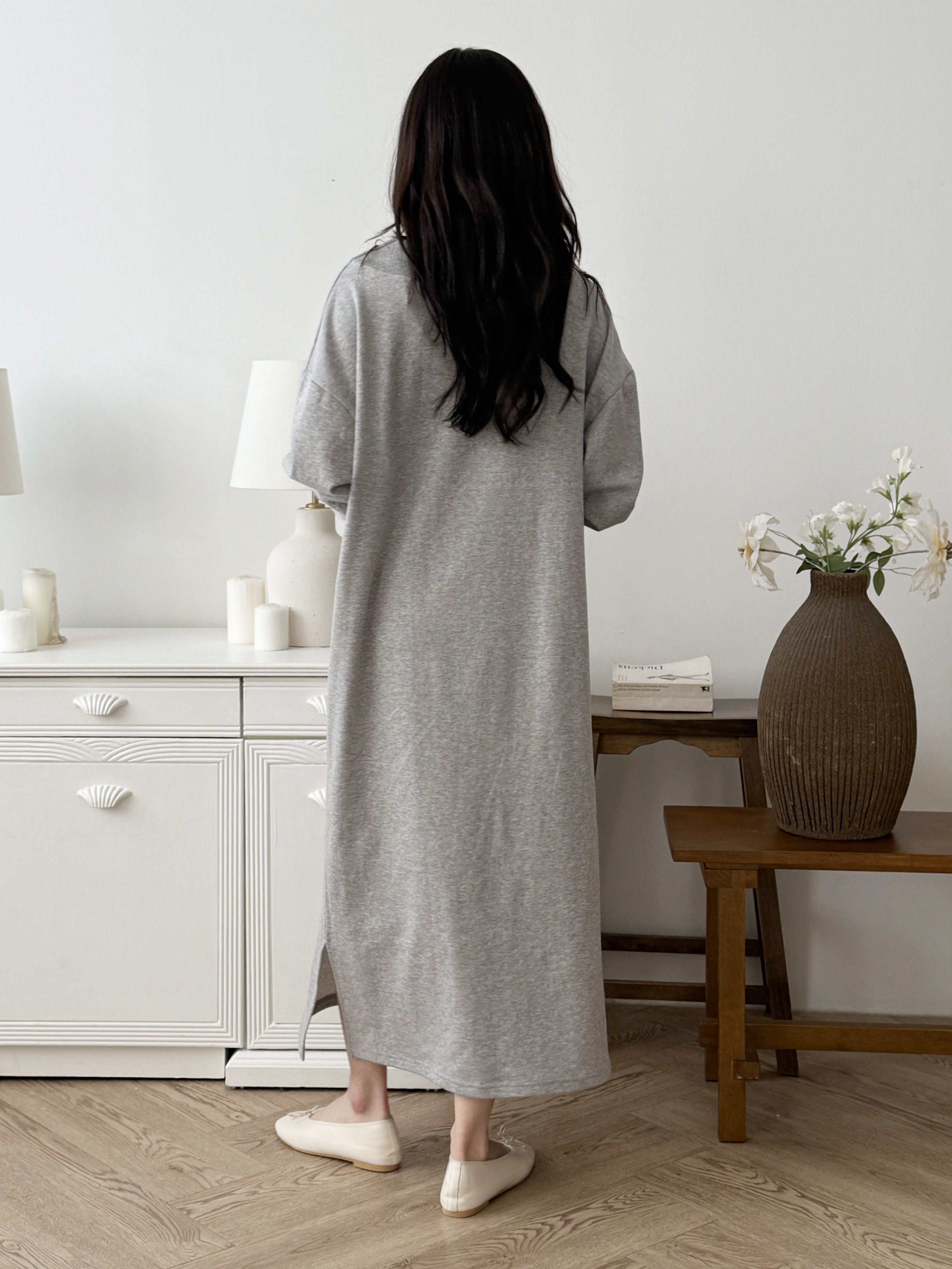 Vネックボクシールーズ長袖ワンピーストレーニング | 詳細画像5