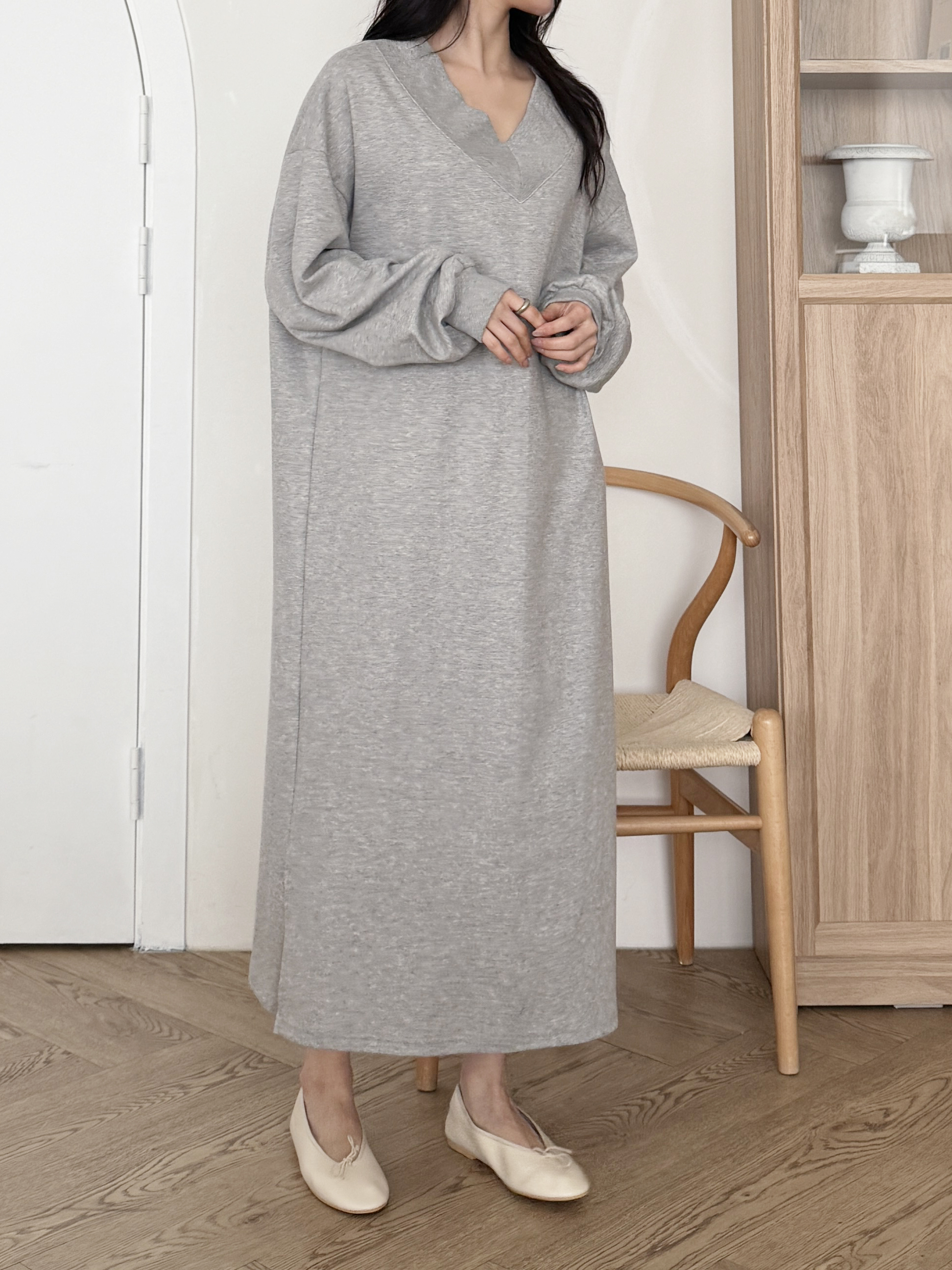 Vネックボクシールーズ長袖ワンピーストレーニング | 詳細画像6