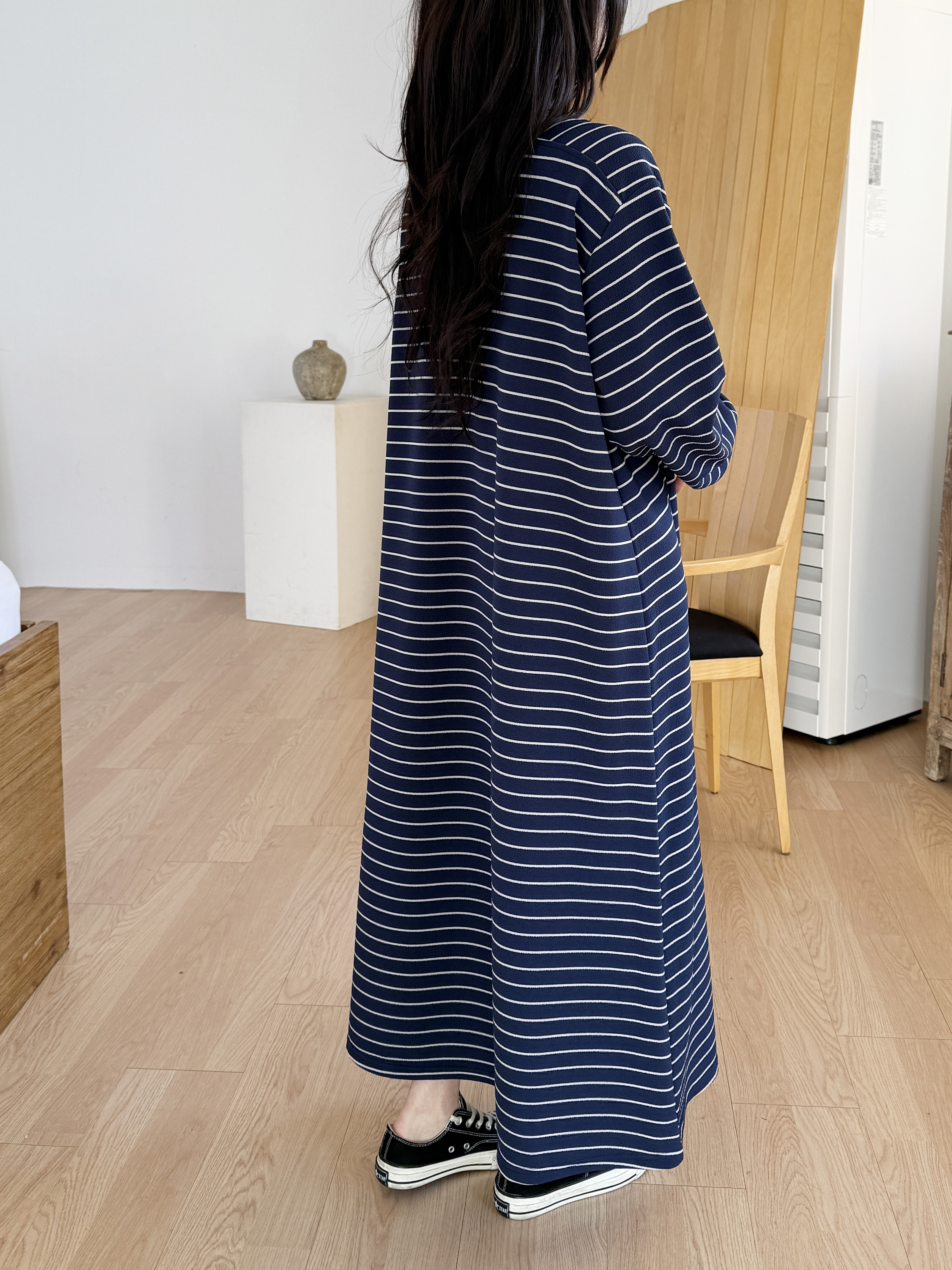 ボクシールーズ長袖配色ワンピース | 詳細画像8