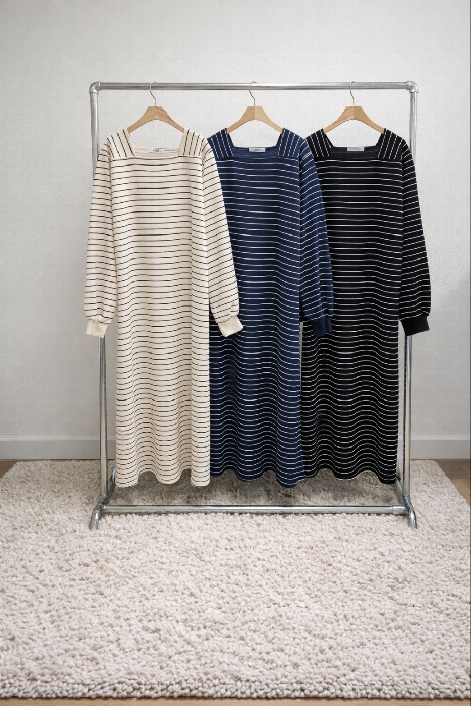 ボクシールーズ長袖配色ワンピース | 詳細画像13