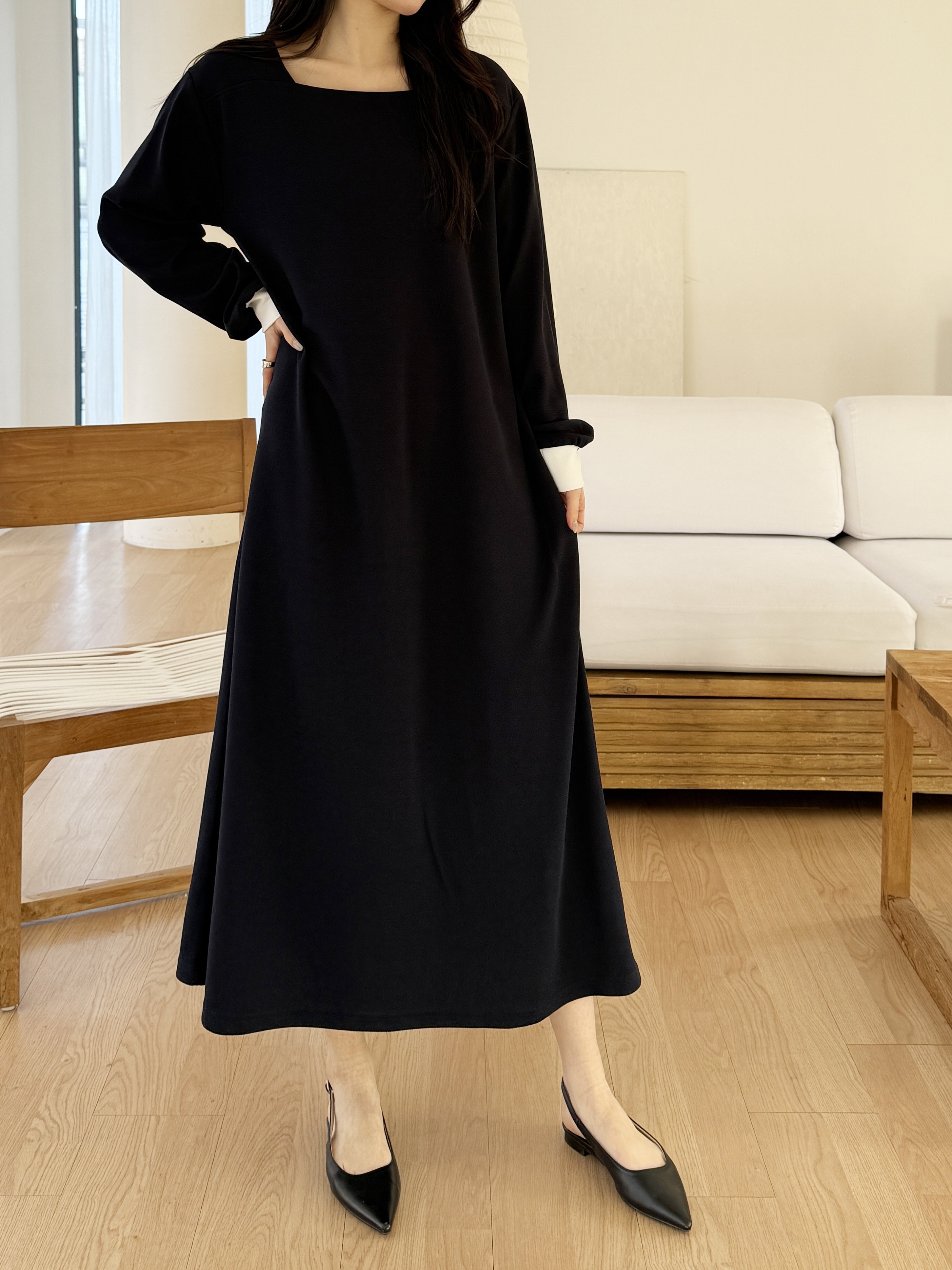 コンビスクエアネックルーズ長袖ワンピース | 詳細画像10