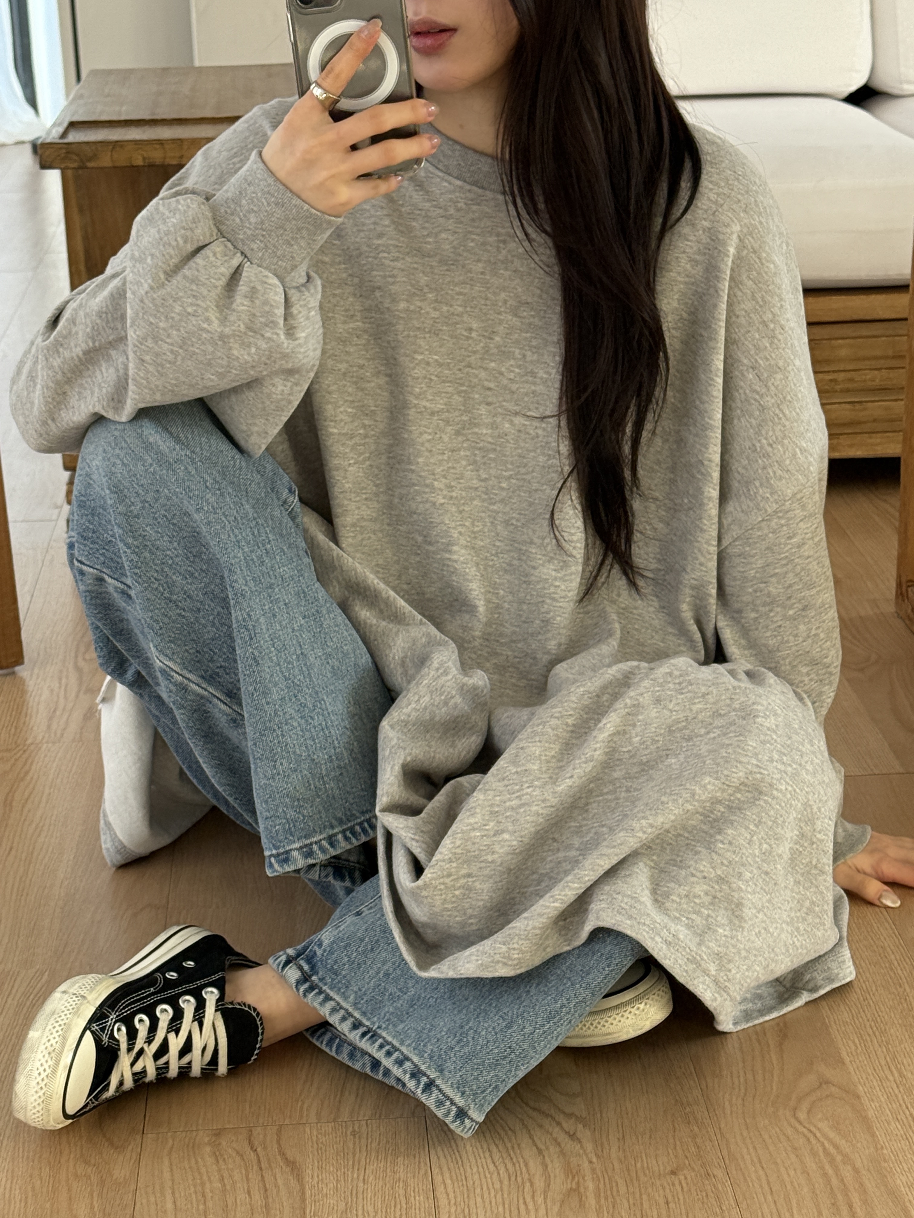 ラウンドネックフリル長袖ミディワンピーストレーニング | 詳細画像10