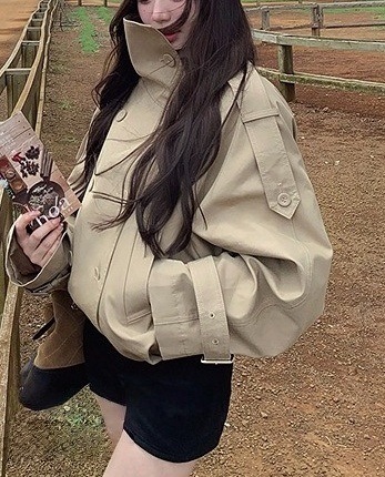 ポケットショート長袖ダブルボタンジャケット | 詳細画像12