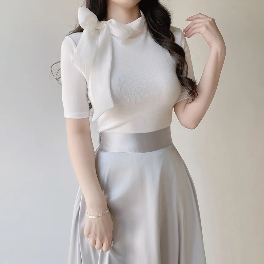 オーガンジーフレアロングサイドジップバックゴムスカート | mirangmirang | 詳細画像20