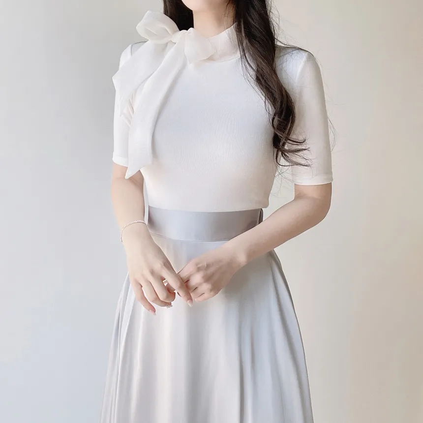 オーガンジーフレアロングサイドジップバックゴムスカート | mirangmirang | 詳細画像21